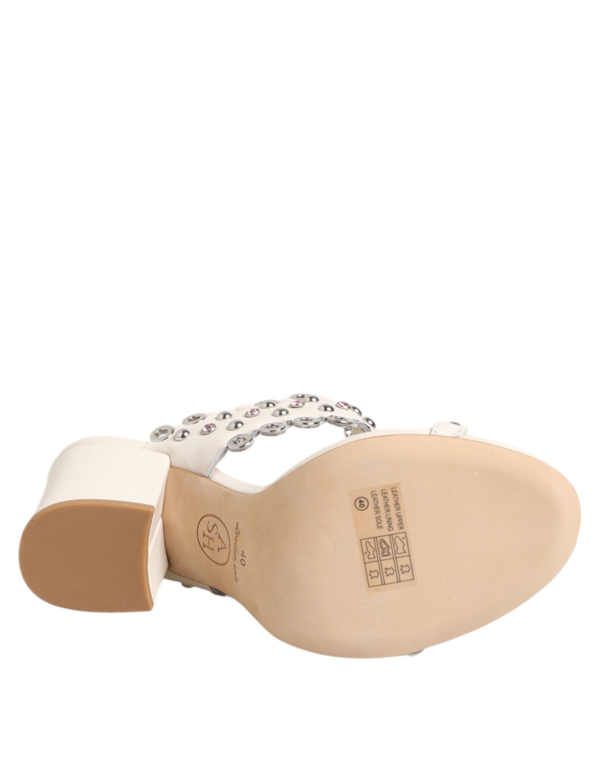 ASH – Weiße Sandalen mit Blockabsatz und Nieten