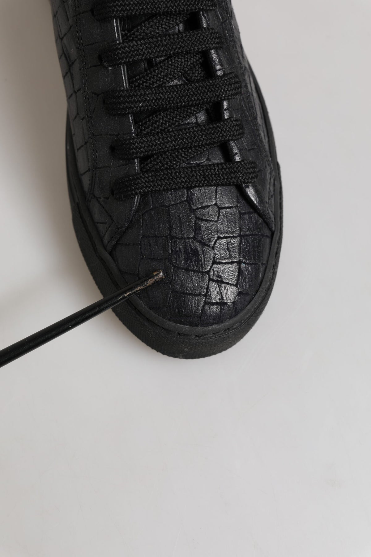HIDE & JACK Baskets montantes à lacets en cuir noir
