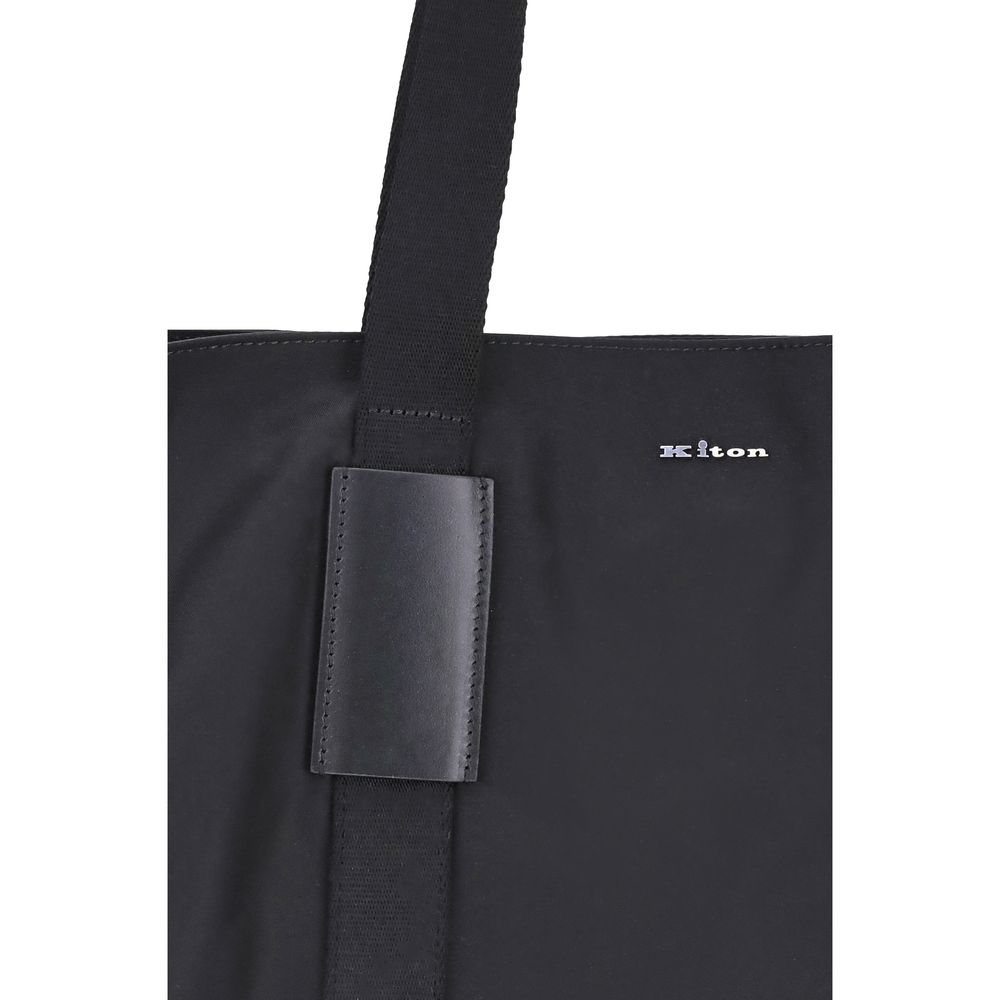 Kiton Black Nylon Handbag