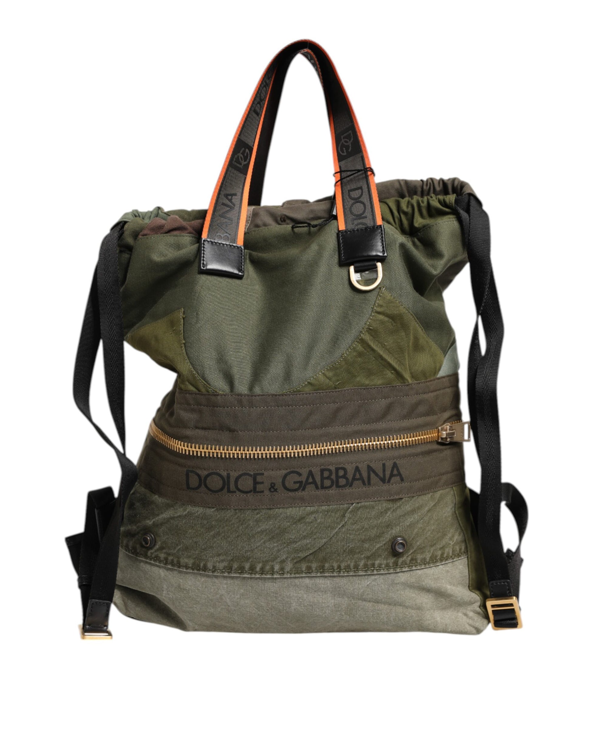 Dolce &amp; Gabbana Militärgrüner Patchwork-Rucksack