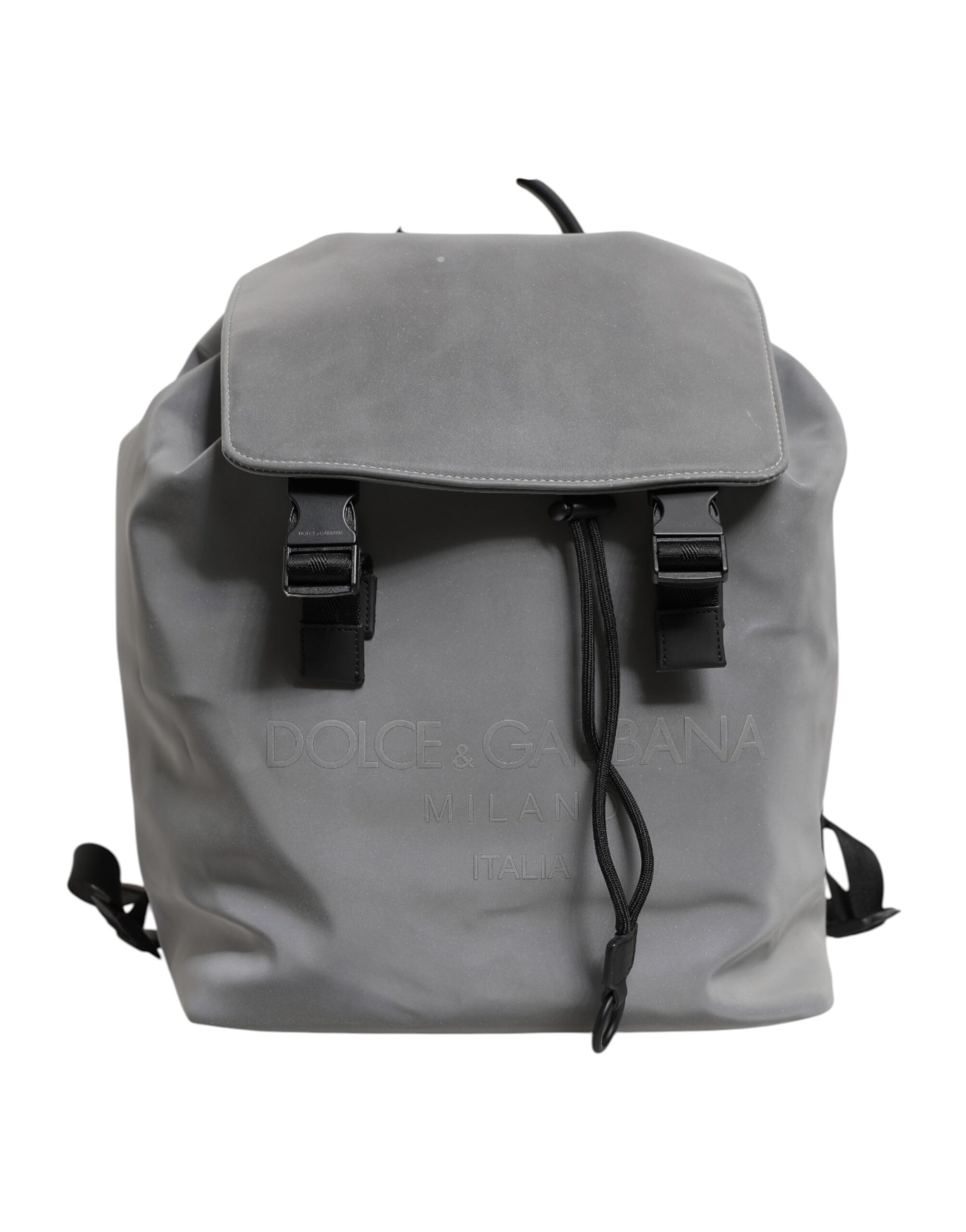 Dolce &amp; Gabbana – Rucksack mit Kordelzug und Reflektorschnallen in Grau von Palermo