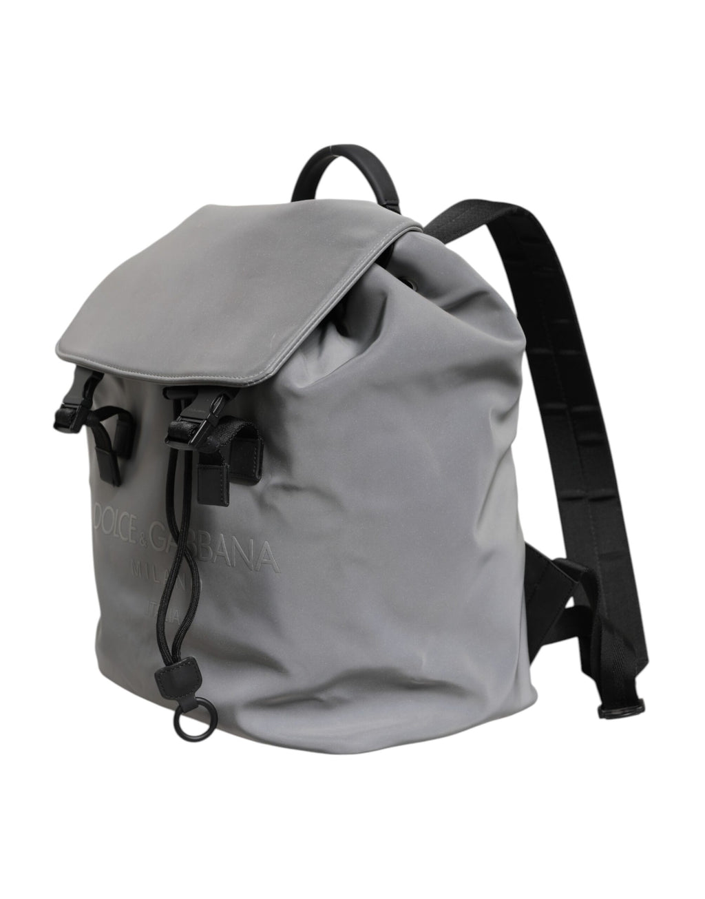 Dolce &amp; Gabbana – Rucksack mit Kordelzug und Reflektorschnallen in Grau von Palermo