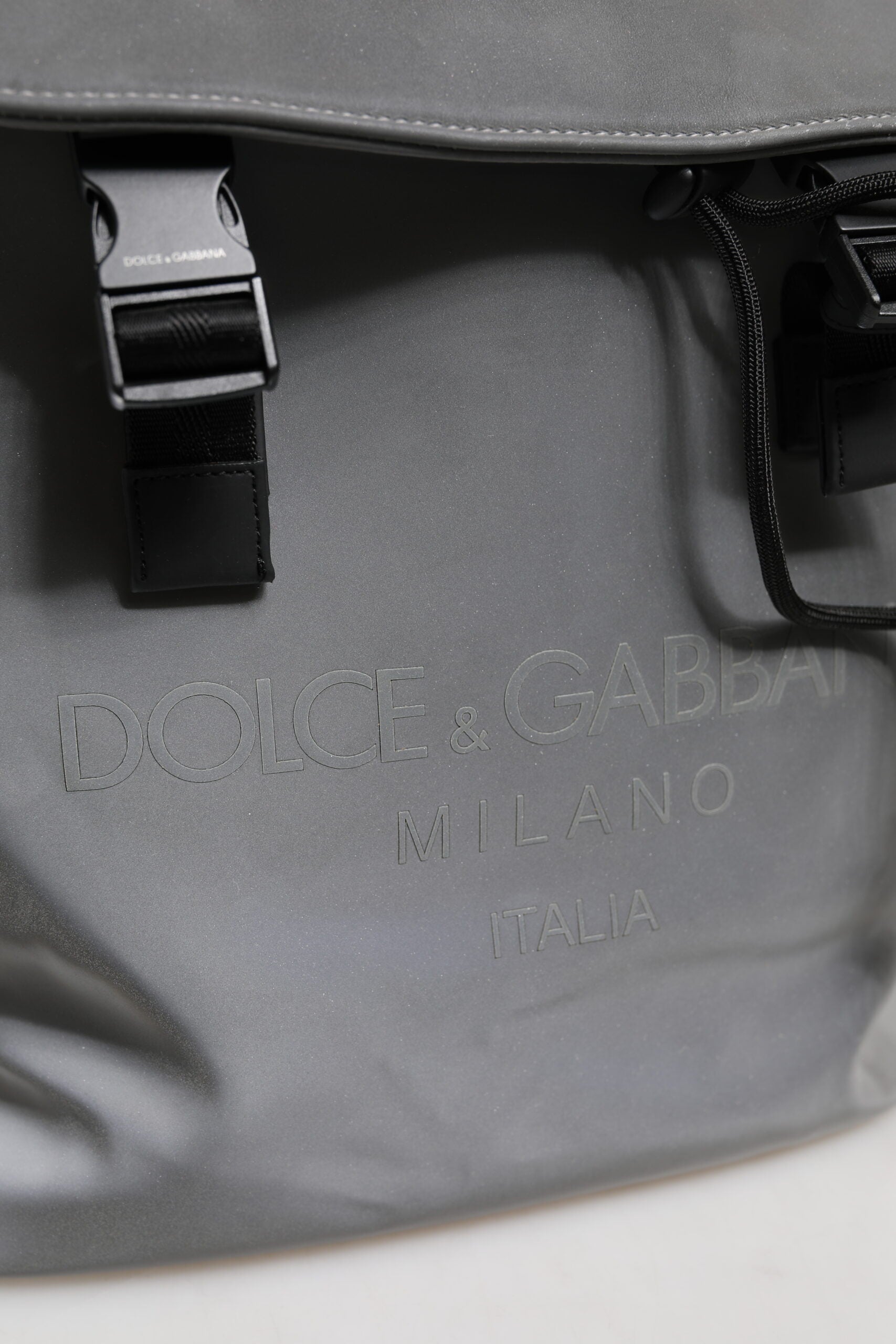 Dolce &amp; Gabbana – Rucksack mit Kordelzug und Reflektorschnallen in Grau von Palermo