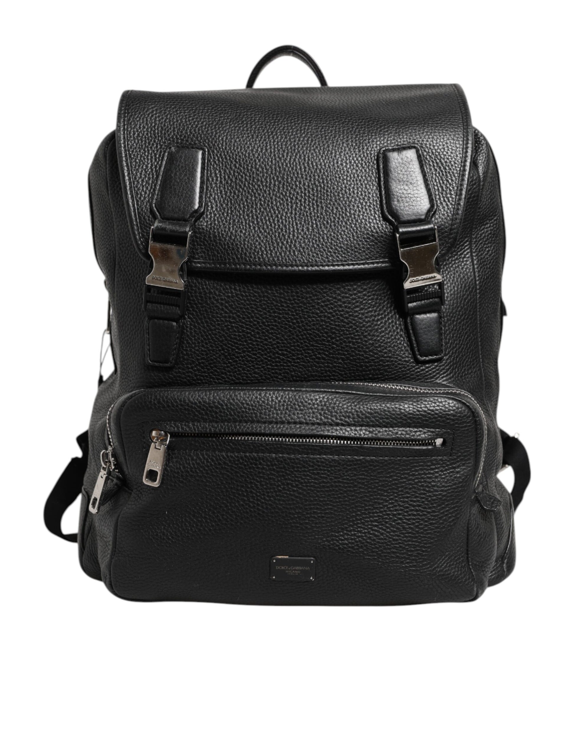 Dolce &amp; Gabbana Schwarzer Palermo Rucksack Tasche aus gehämmertem Kalbsleder