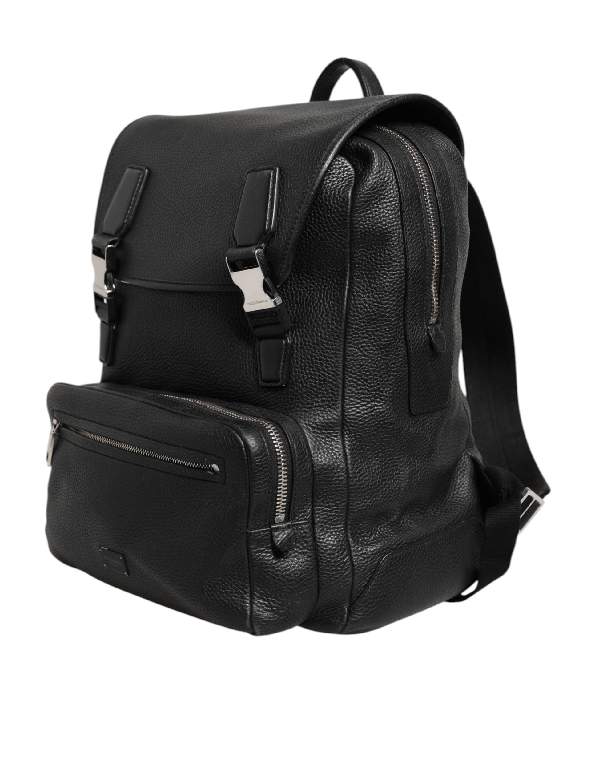 Dolce &amp; Gabbana Schwarzer Palermo Rucksack Tasche aus gehämmertem Kalbsleder