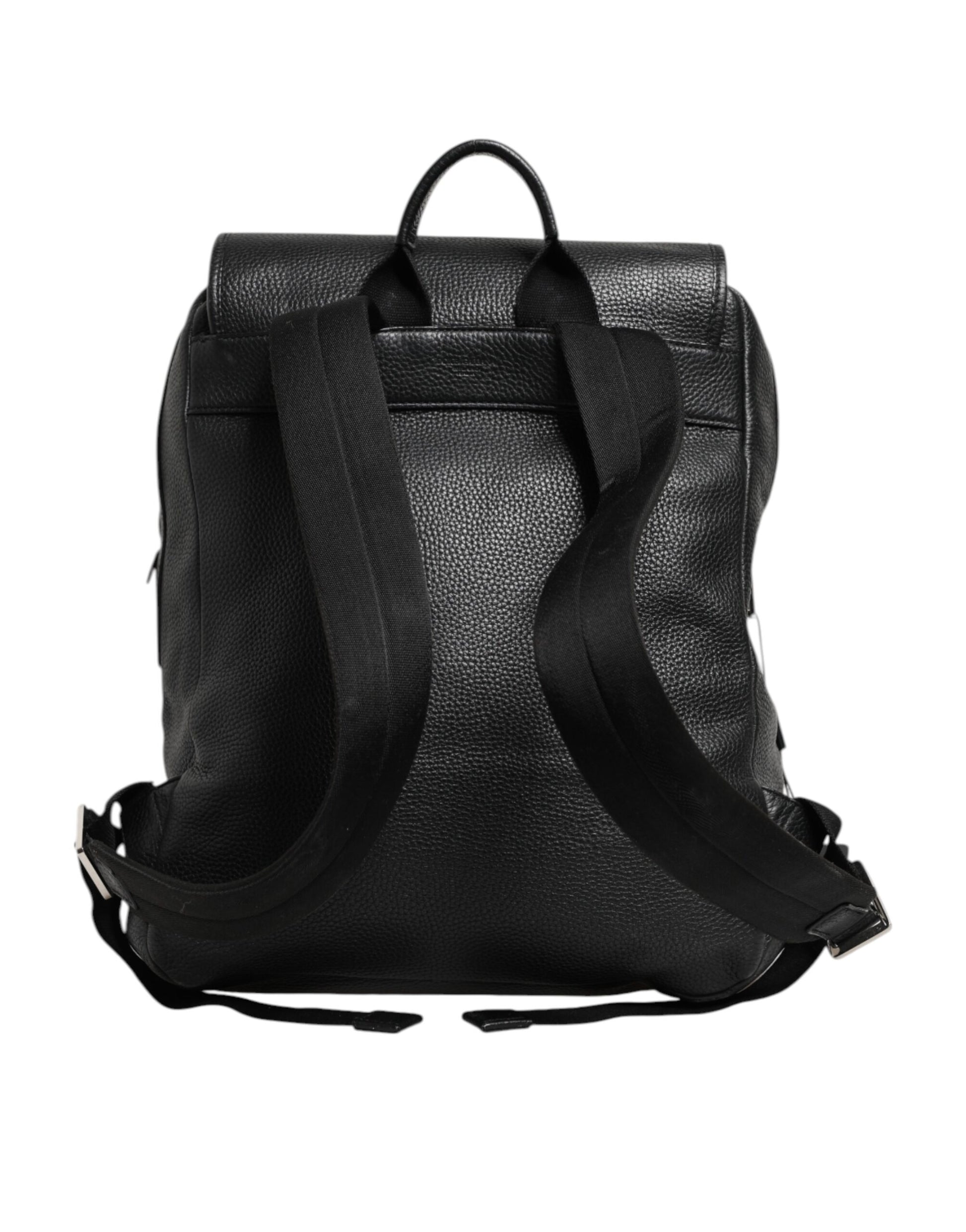 Dolce &amp; Gabbana Schwarzer Palermo Rucksack Tasche aus gehämmertem Kalbsleder