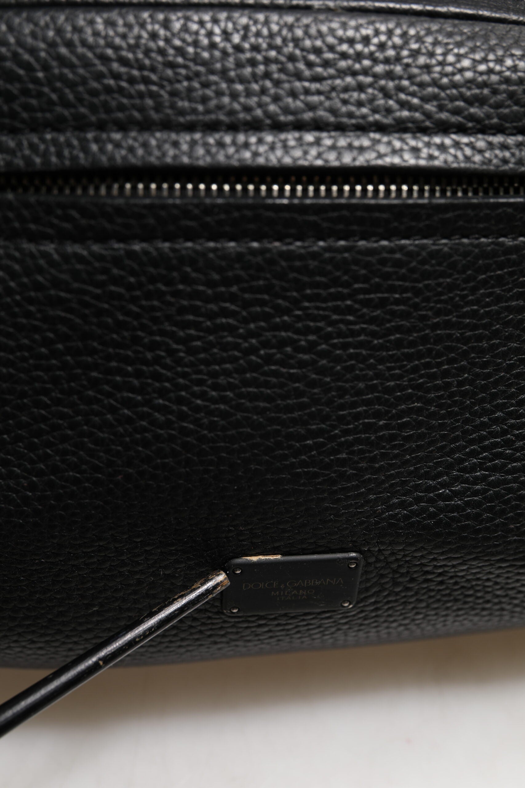 Dolce &amp; Gabbana Schwarzer Palermo Rucksack Tasche aus gehämmertem Kalbsleder