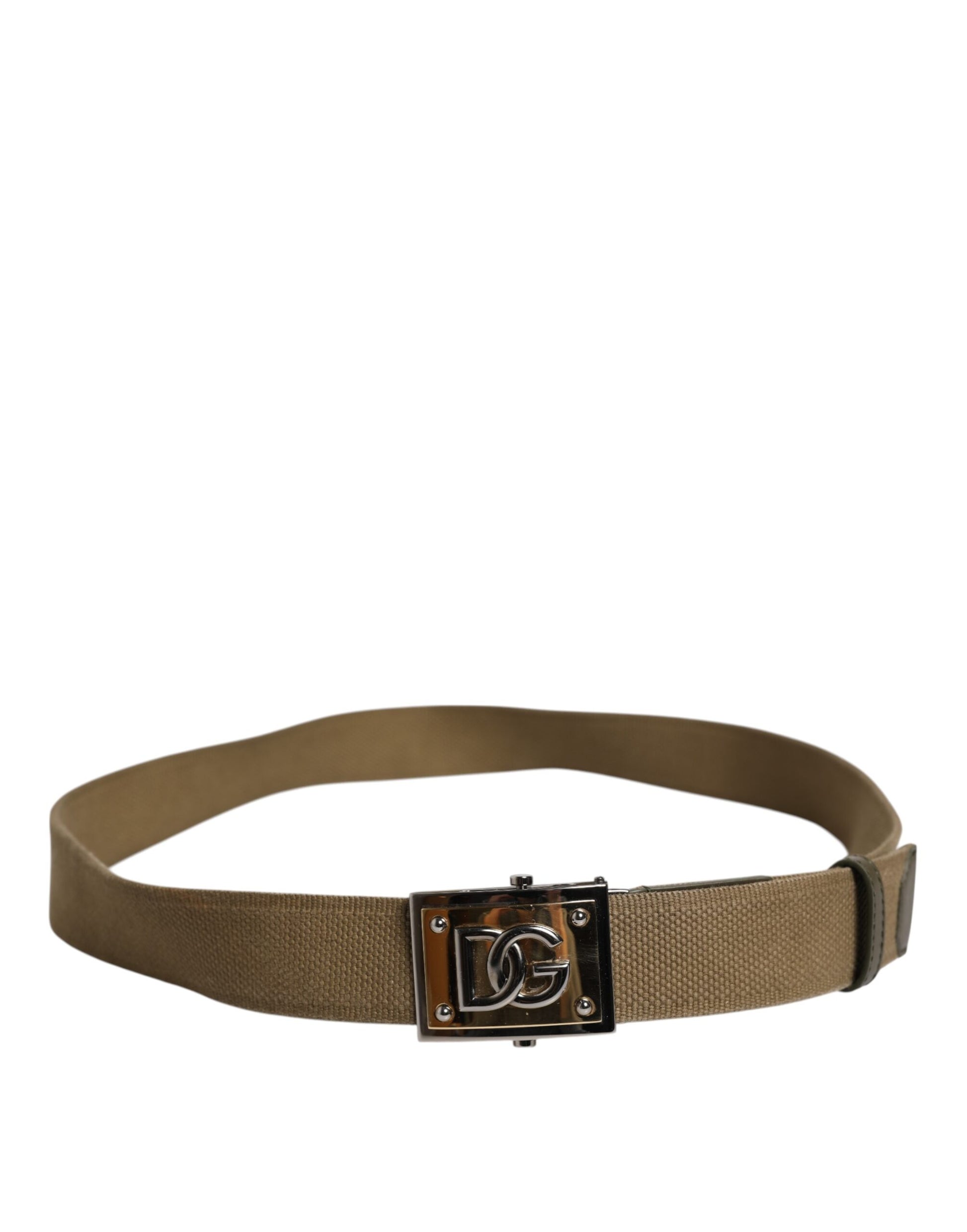 Dolce &amp; Gabbana Militärgrüner Nylongürtel mit Logo und Metallschnalle