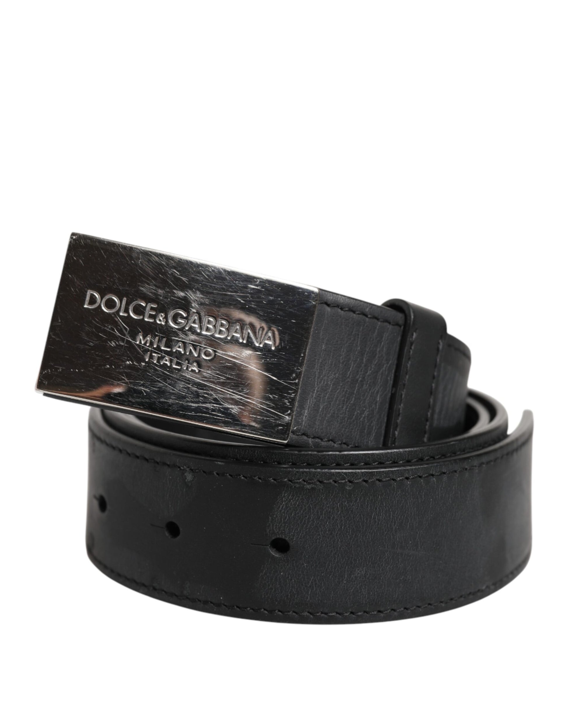 Dolce &amp; Gabbana – Klassischer Gürtel aus schwarzem Leder mit Metall-Logoschnalle