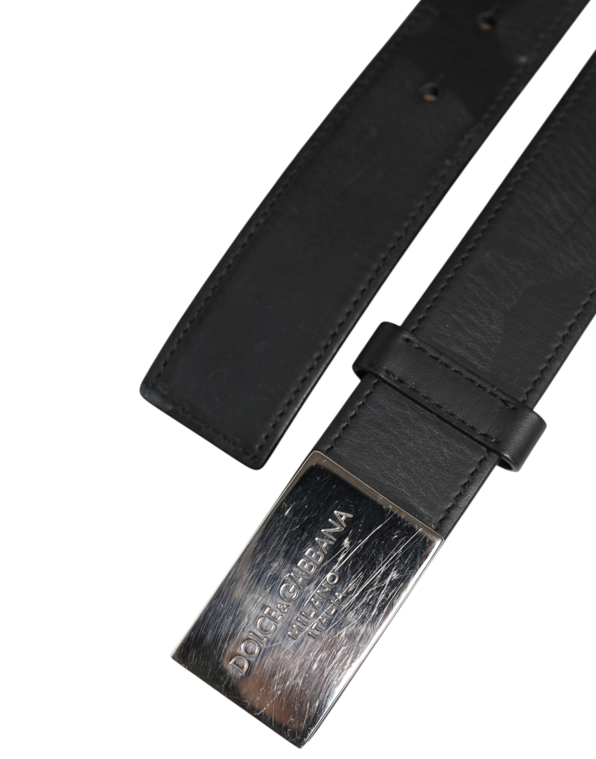 Dolce &amp; Gabbana – Klassischer Gürtel aus schwarzem Leder mit Metall-Logoschnalle