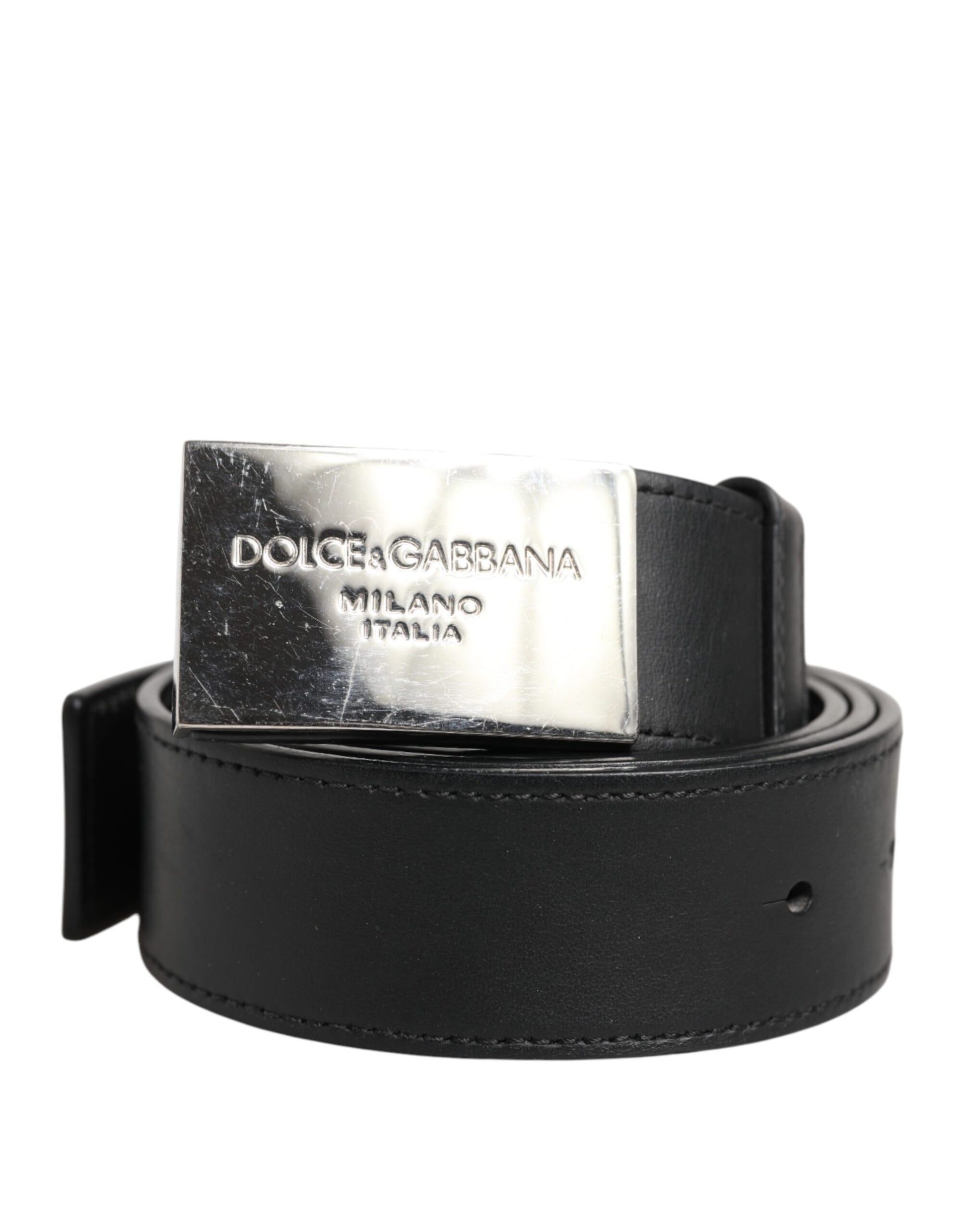 Dolce &amp; Gabbana – Klassischer Gürtel aus schwarzem Leder mit Metall-Logoschnalle