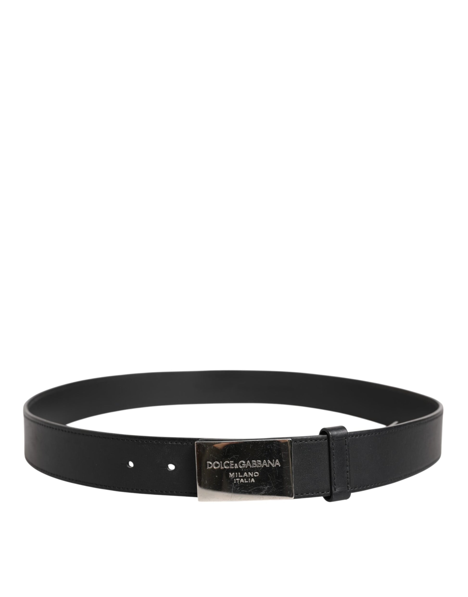 Dolce &amp; Gabbana – Klassischer Gürtel aus schwarzem Leder mit Metall-Logoschnalle