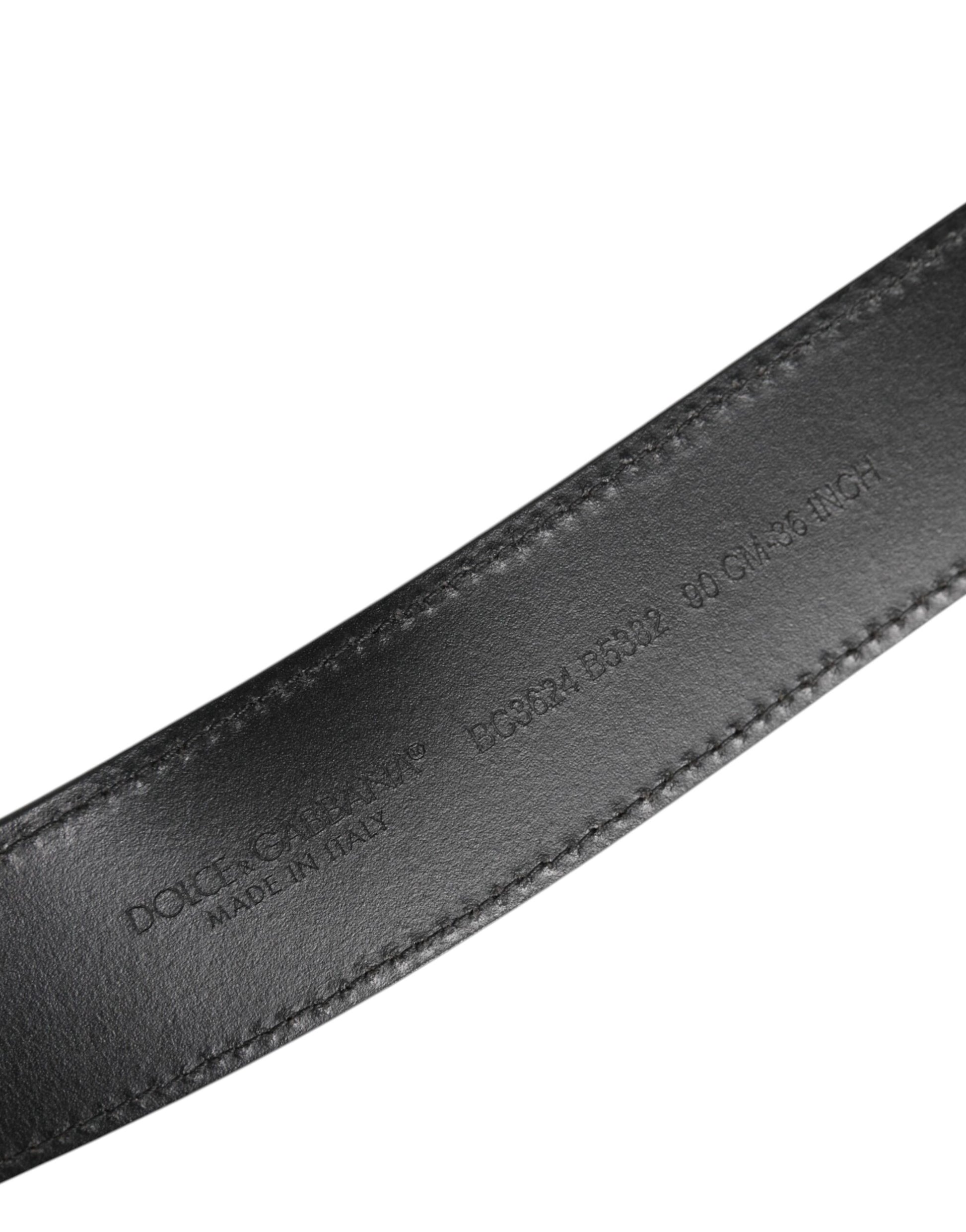 Dolce &amp; Gabbana – Klassischer Gürtel aus schwarzem Leder mit Metall-Logoschnalle