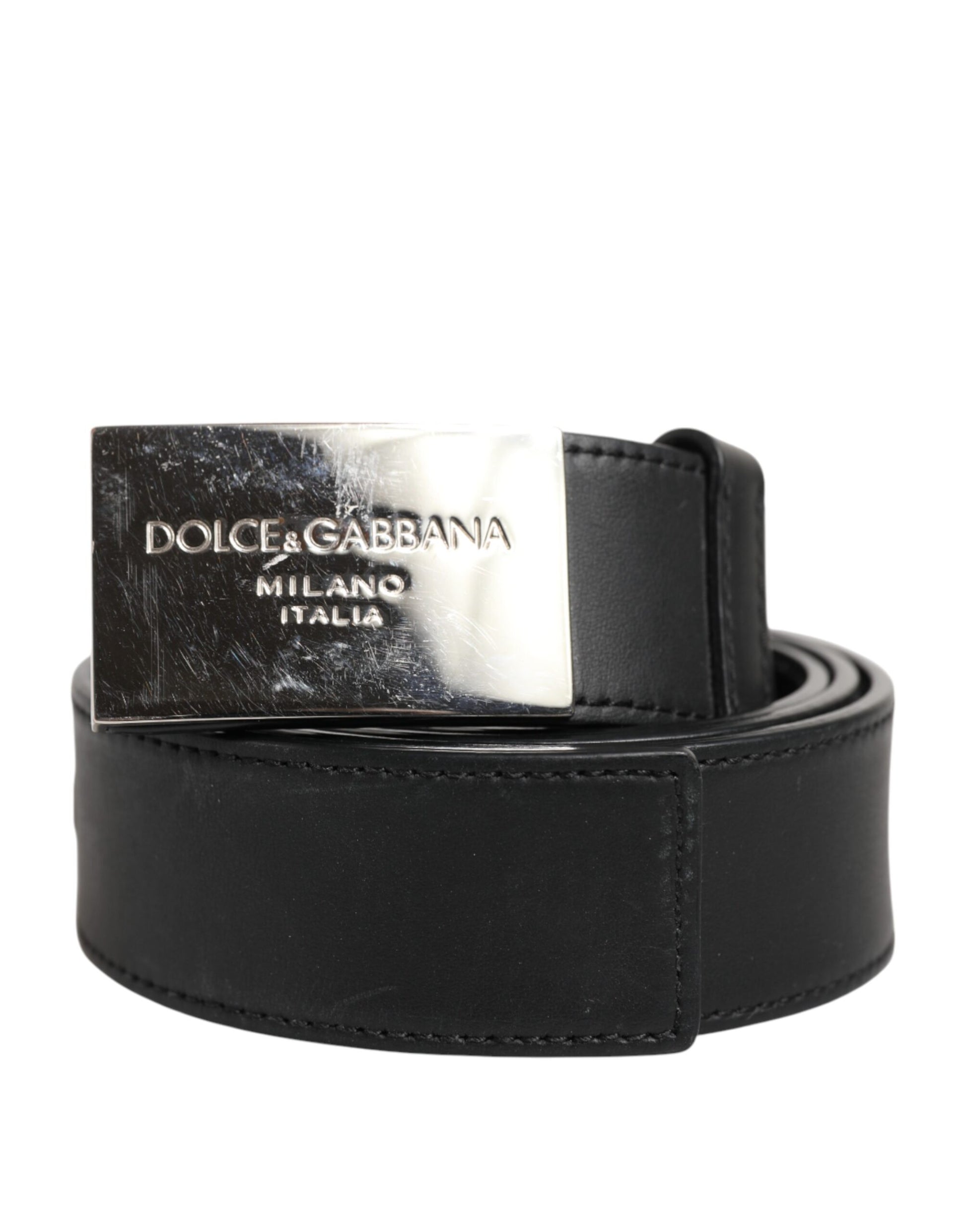Dolce &amp; Gabbana – Klassischer Gürtel aus schwarzem Leder mit Metall-Logoschnalle