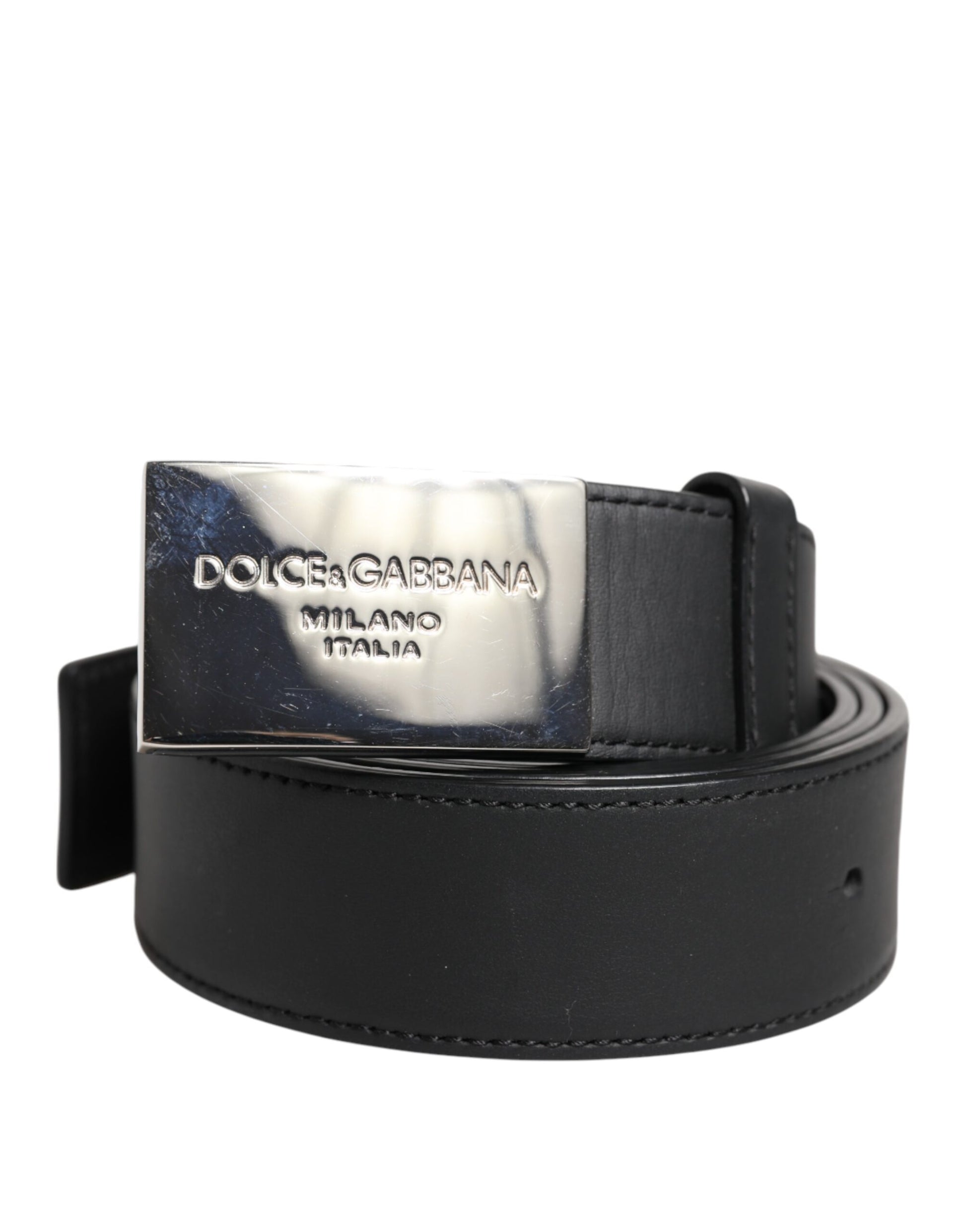 Dolce &amp; Gabbana – Schwarzer Ledergürtel mit Metalllogo
