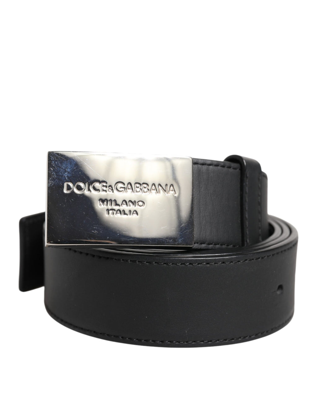 Dolce &amp; Gabbana – Schwarzer Ledergürtel mit Metalllogo