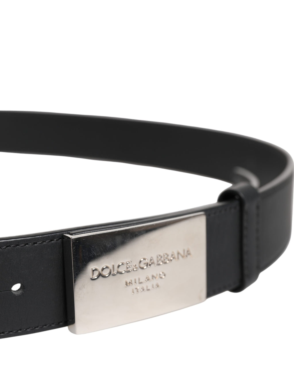 Dolce &amp; Gabbana – Schwarzer Ledergürtel mit Metalllogo