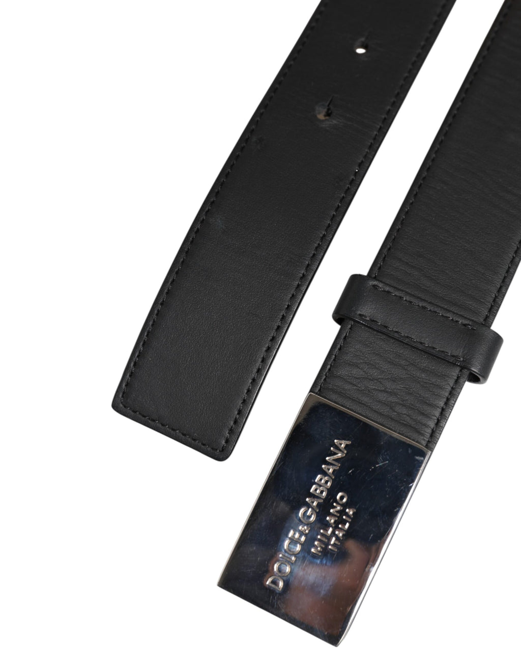 Dolce &amp; Gabbana – Schwarzer Ledergürtel mit Metalllogo