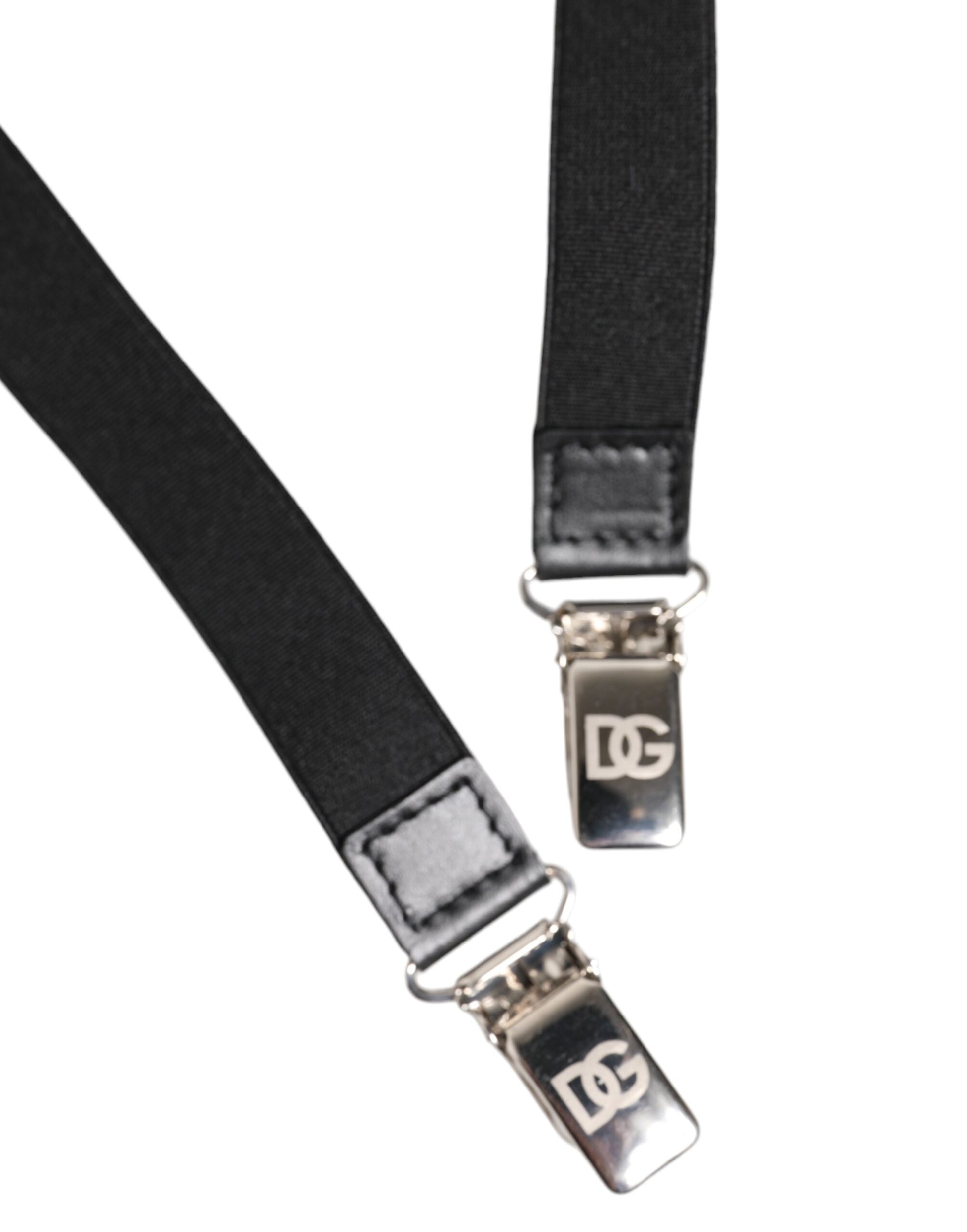 Ceinture large à bretelles en cuir noir et logo Dolce & Gabbana