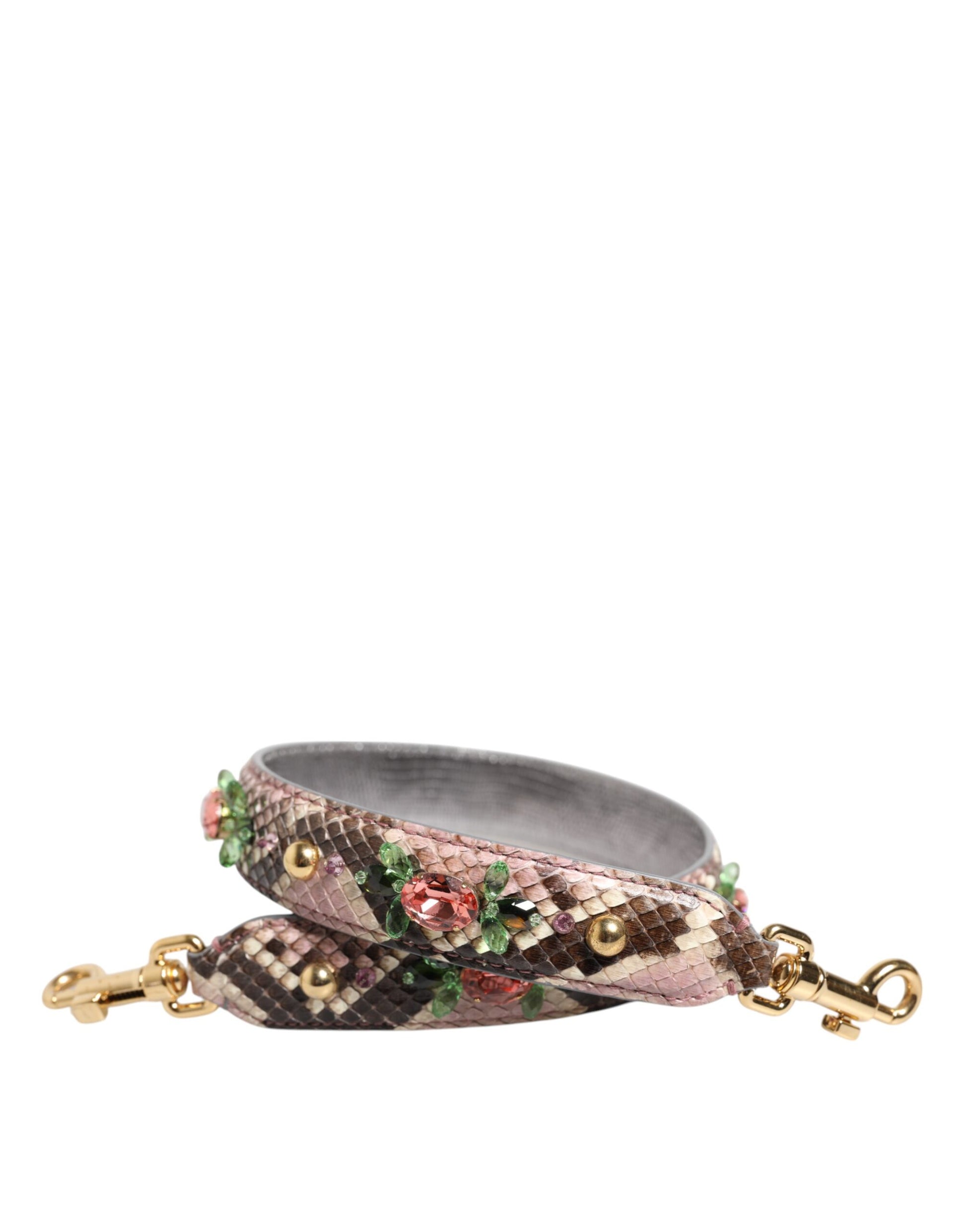 Dolce &amp; Gabbana – Mehrfarbiger Schultergurt mit Python-Verzierung und Kristallnieten