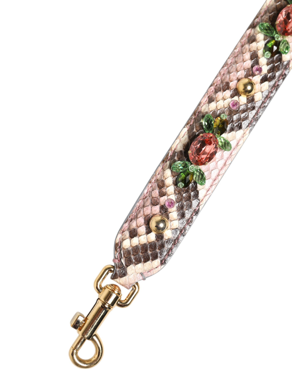 Dolce &amp; Gabbana – Mehrfarbiger Schultergurt mit Python-Verzierung und Kristallnieten