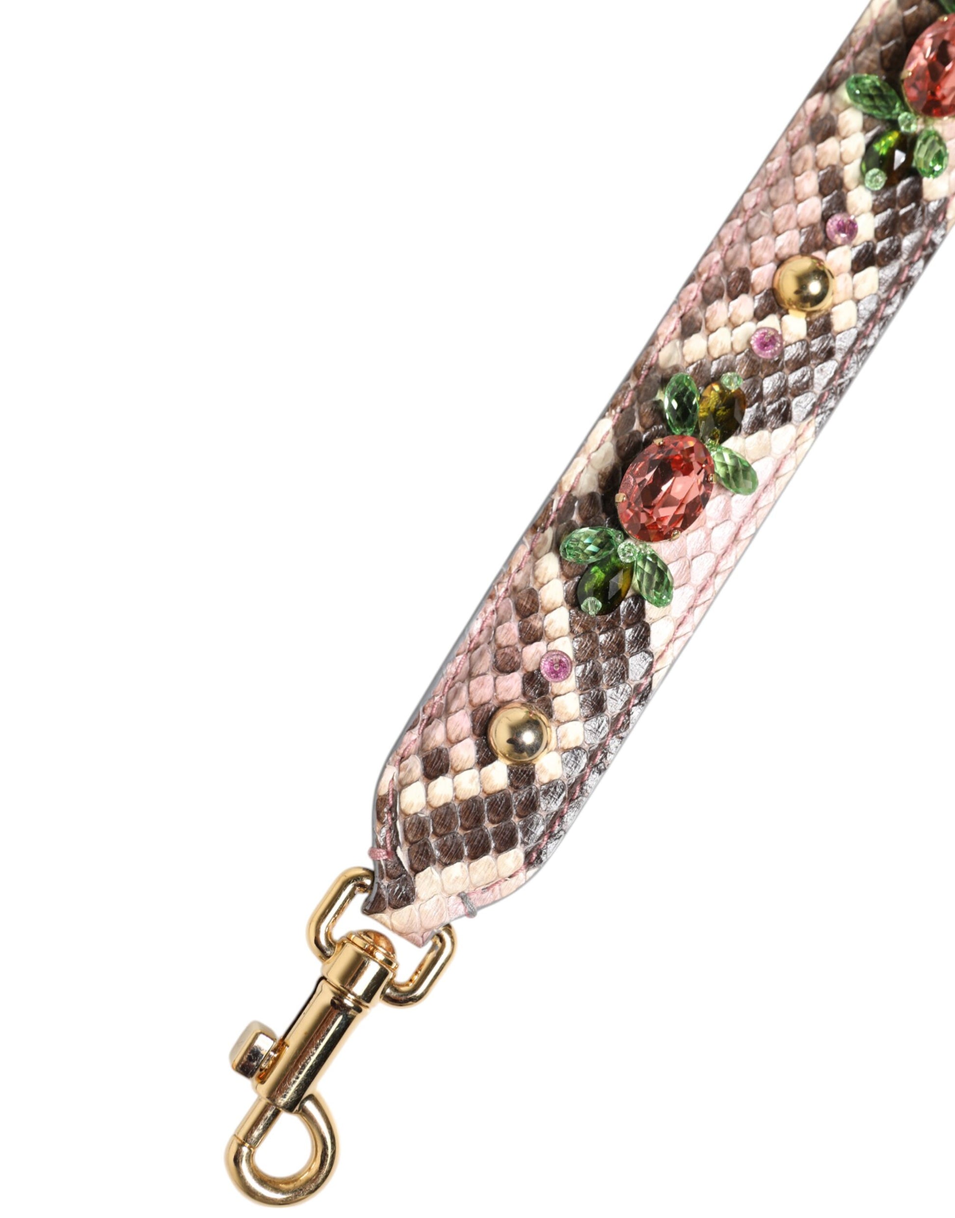 Dolce &amp; Gabbana – Mehrfarbiger Schultergurt mit Python-Verzierung und Kristallnieten