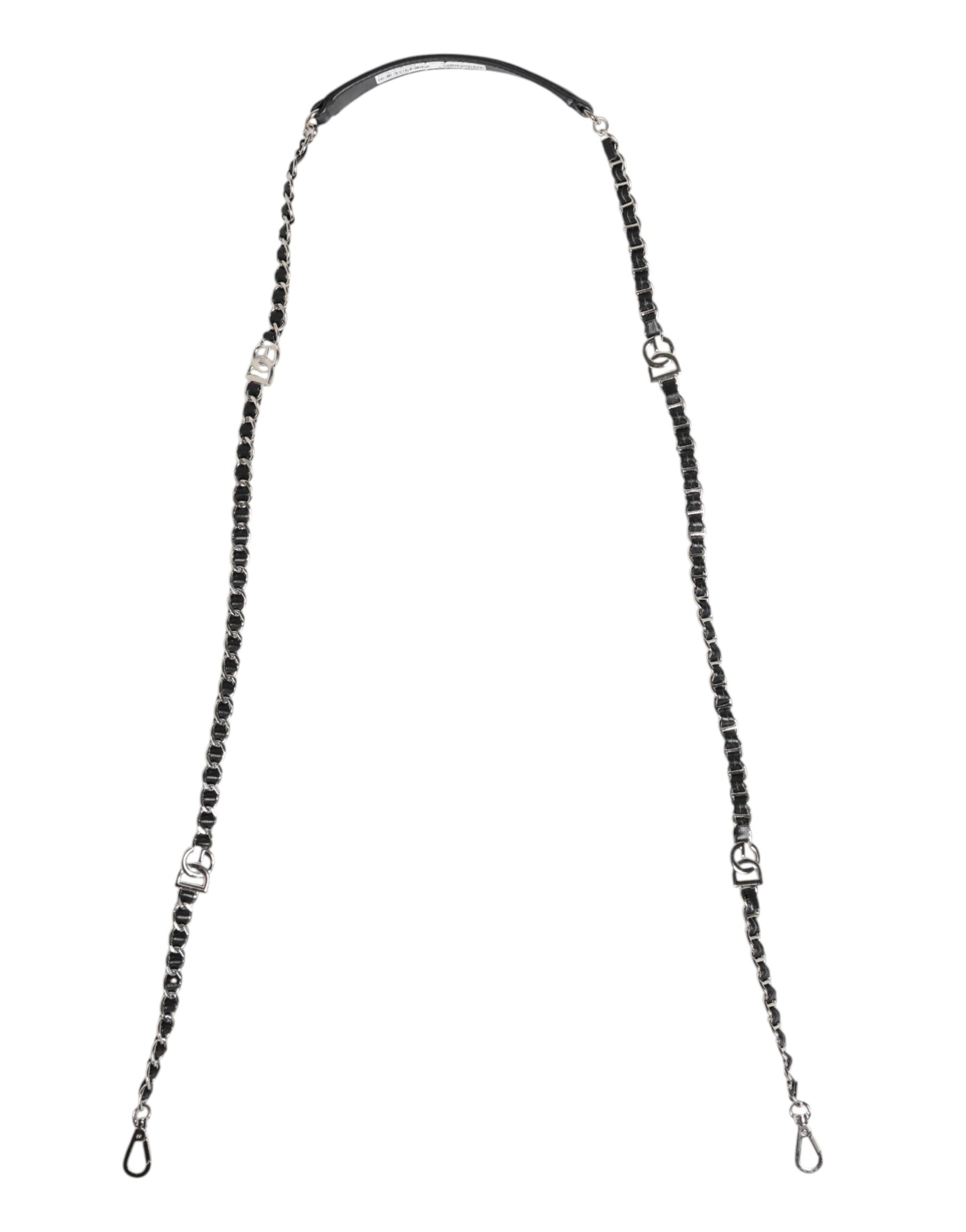 Dolce &amp; Gabbana – Schwarze Ledertasche mit DG-Logo und Kettenriemen