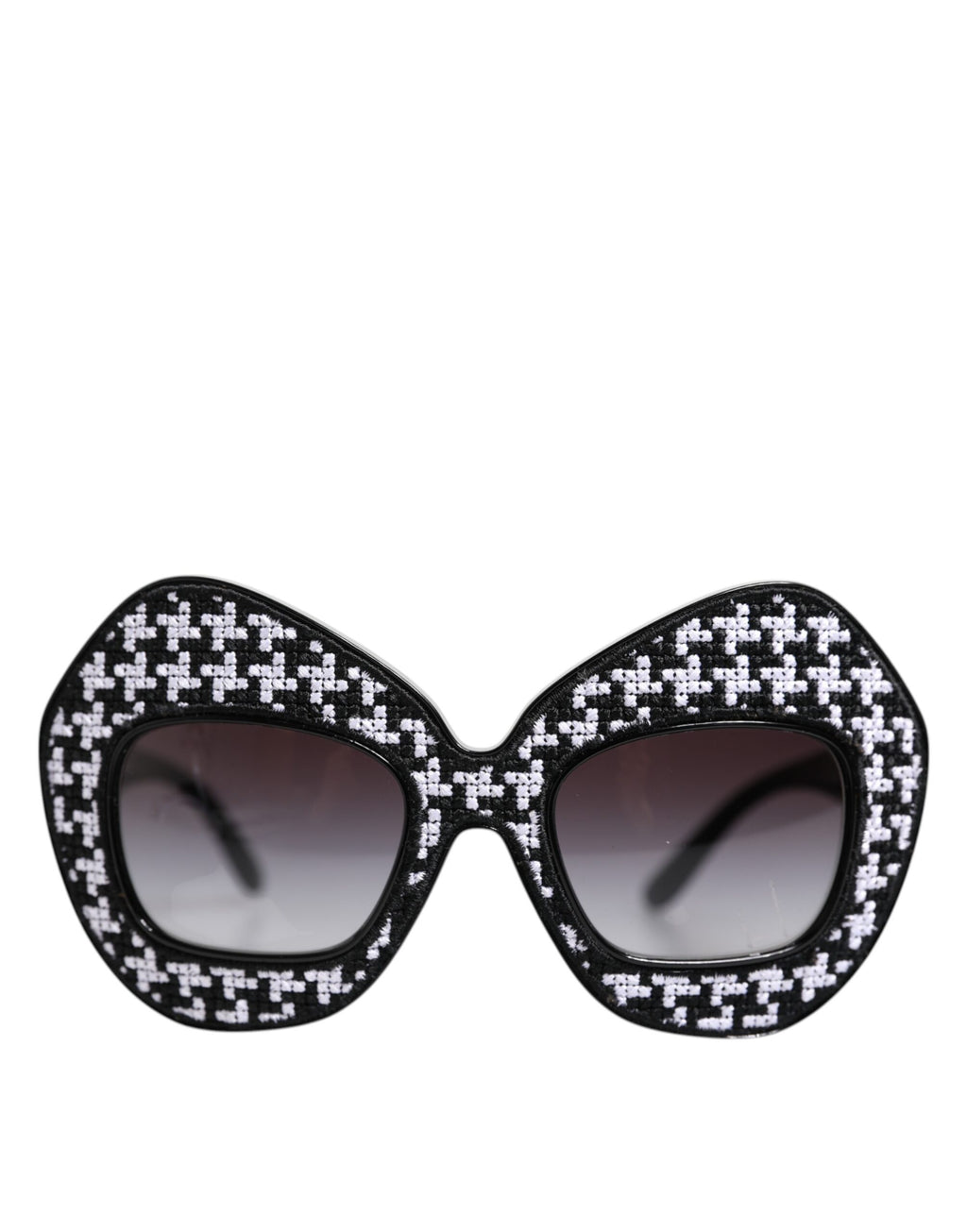 Dolce & Gabbana Black White PIED DE POULE Print Oversized Shades Sunglasses