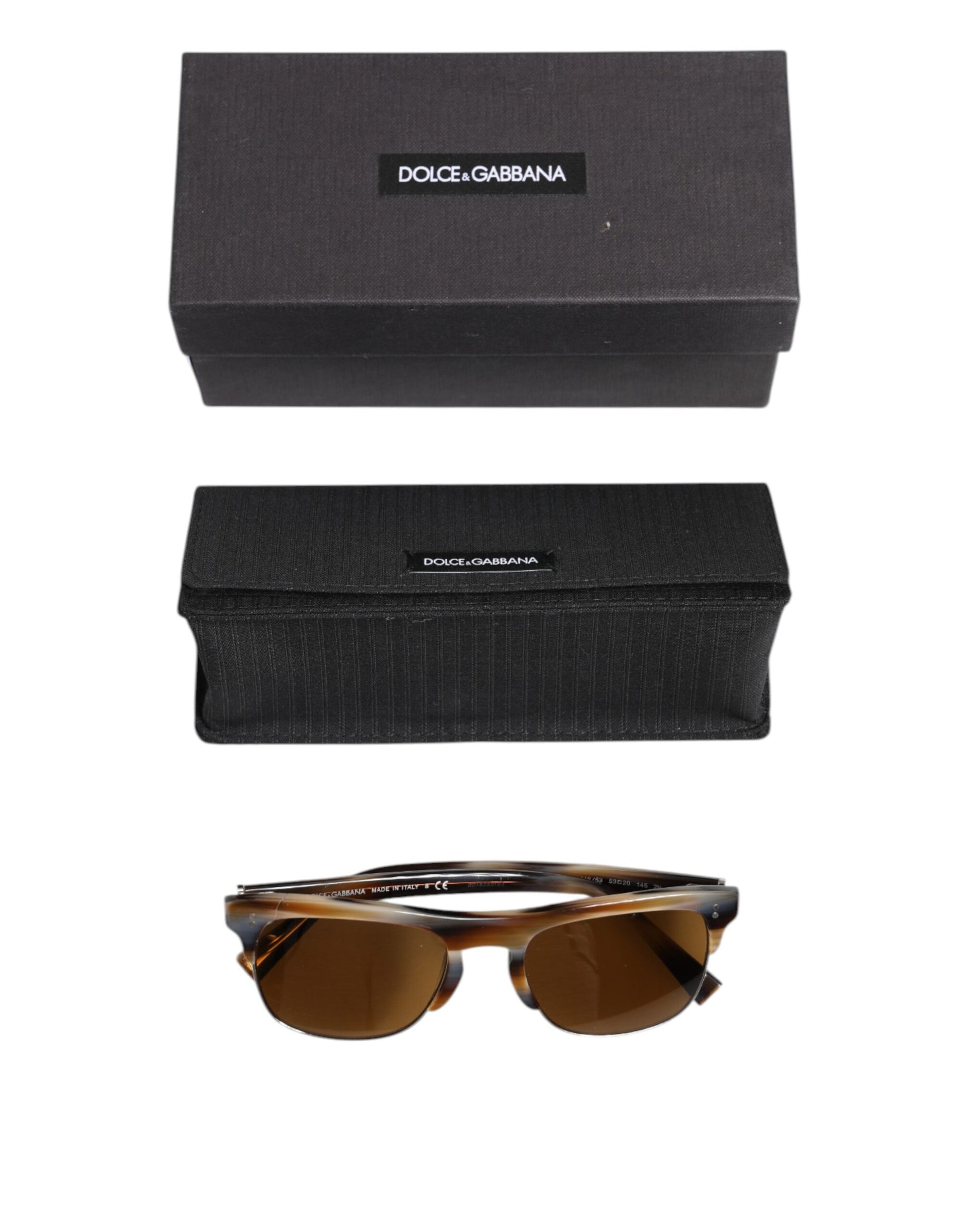 Dolce & Gabbana Brown Striped Acetate Square DG4305 Eyewear Sunglasses