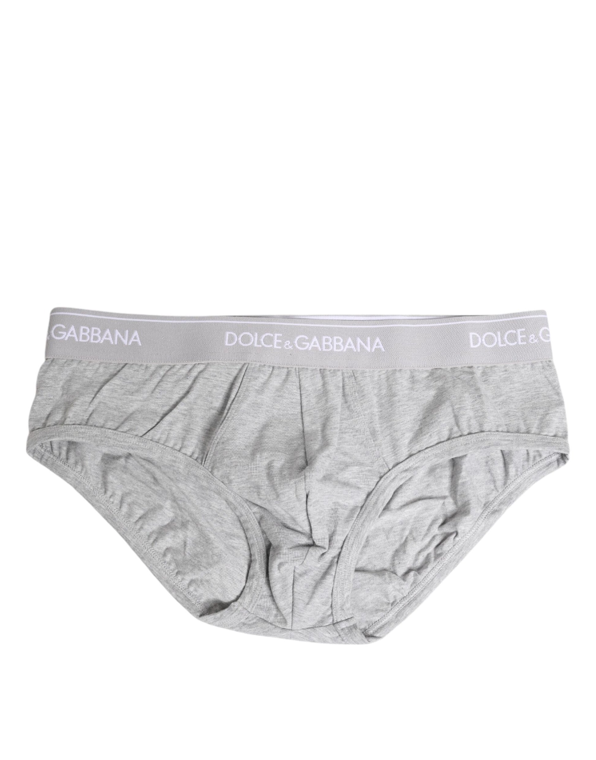 Slip uni Dolce & Gabbana en coton extensible gris