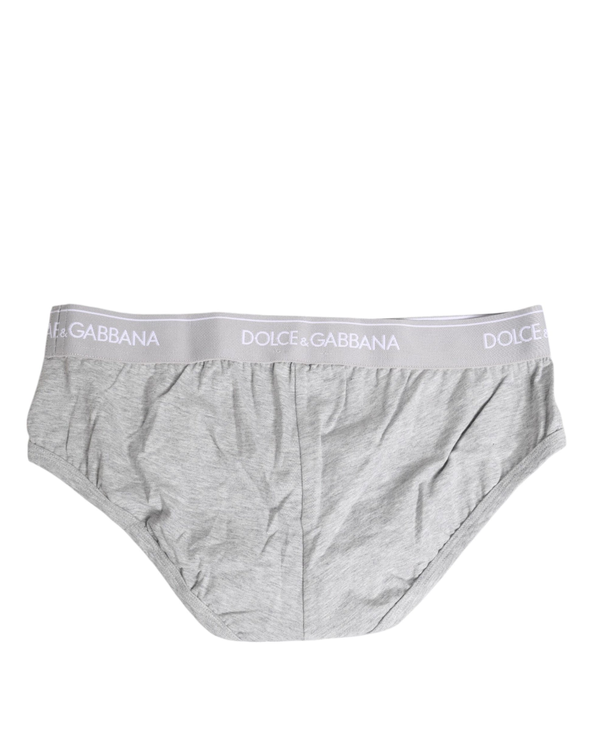 Slip uni Dolce & Gabbana en coton extensible gris