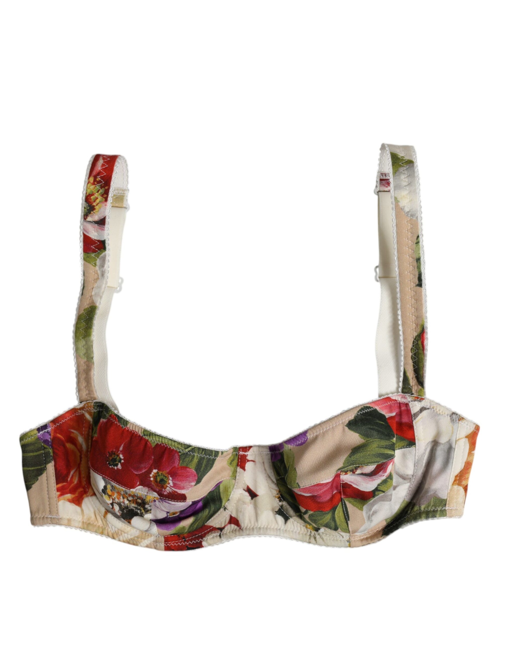 Soutien-gorge balconnet à armatures floral beige Dolce & Gabbana Sous-vêtements