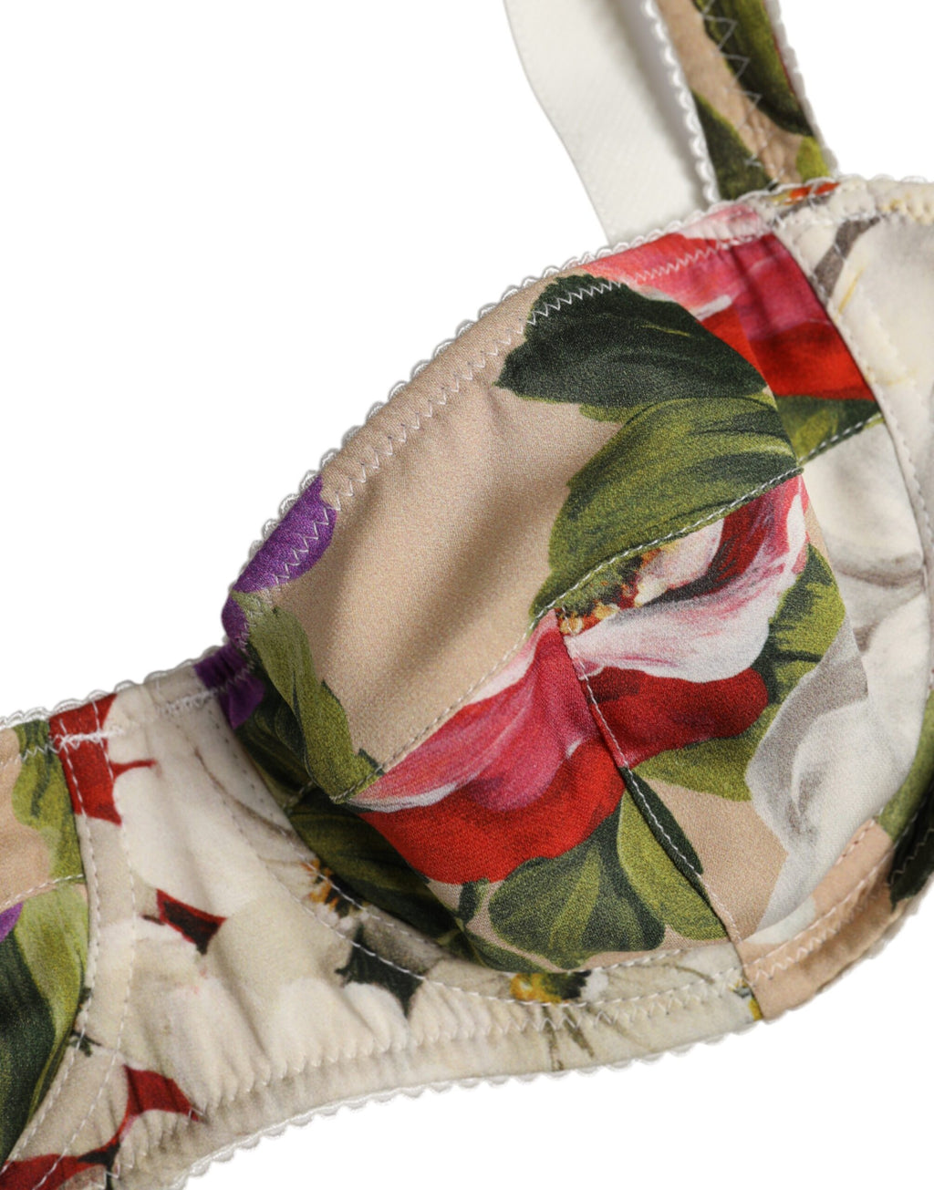 Soutien-gorge balconnet à armatures floral beige Dolce & Gabbana Sous-vêtements