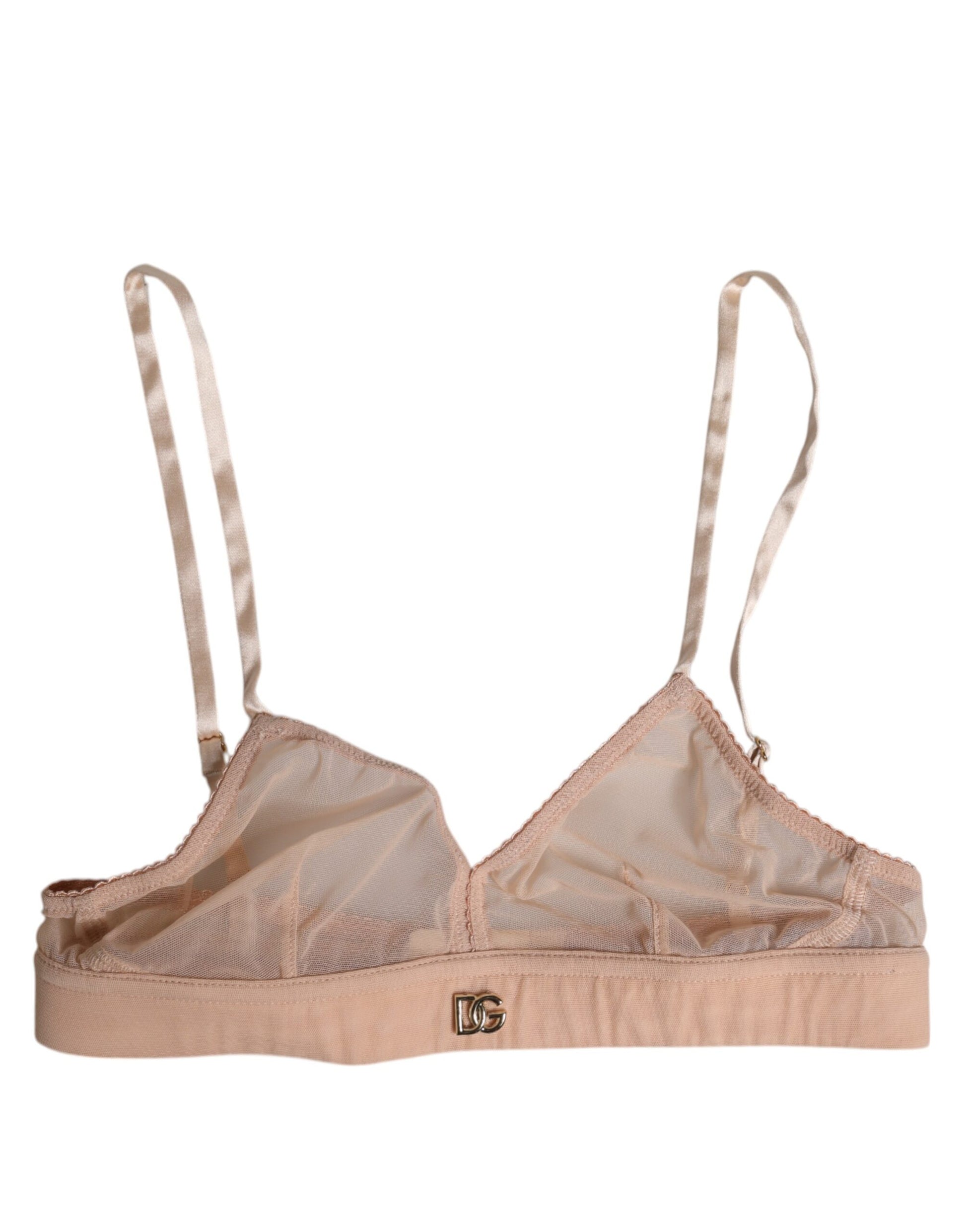 Soutien-gorge sans armature Dolce & Gabbana en nylon rose poudré avec logo DG