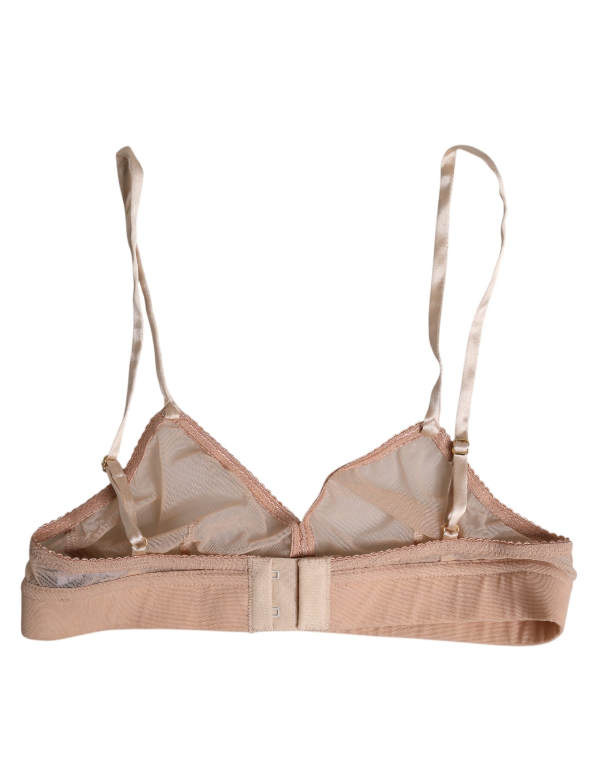 Soutien-gorge sans armature Dolce & Gabbana en nylon rose poudré avec logo DG