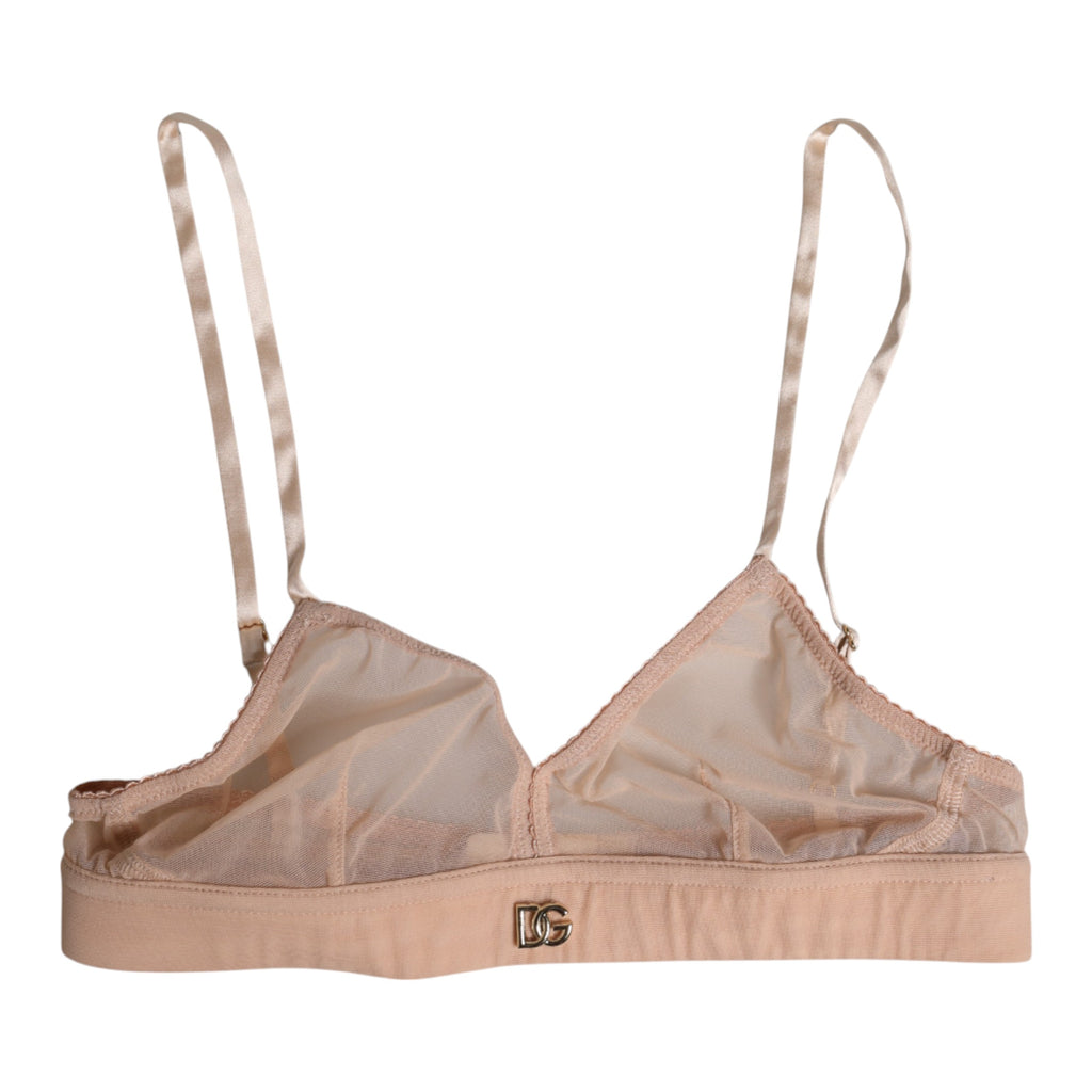 Soutien-gorge sans armature Dolce & Gabbana en nylon rose poudré avec logo DG
