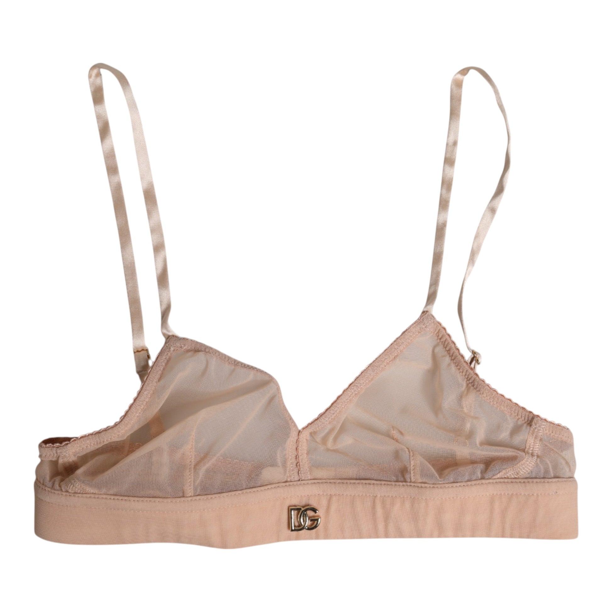 Soutien-gorge sans armature Dolce & Gabbana en nylon rose poudré avec logo DG
