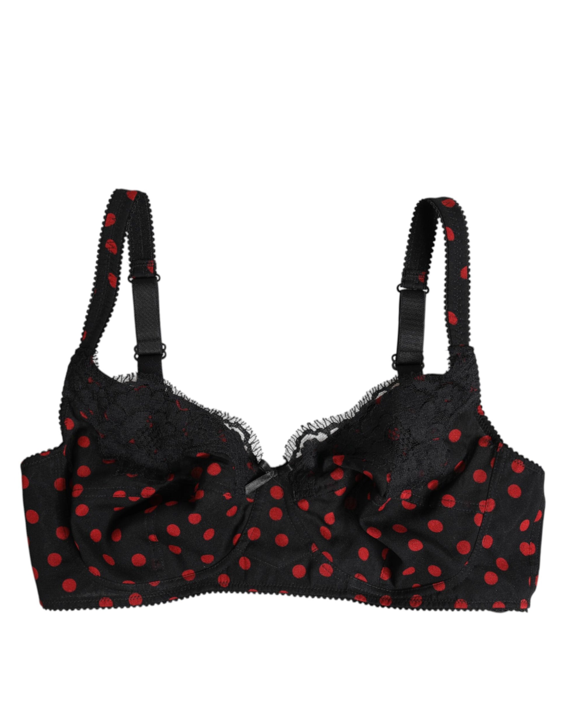 Soutien-gorge balconnet Dolce & Gabbana noir à pois rouges avec armatures
