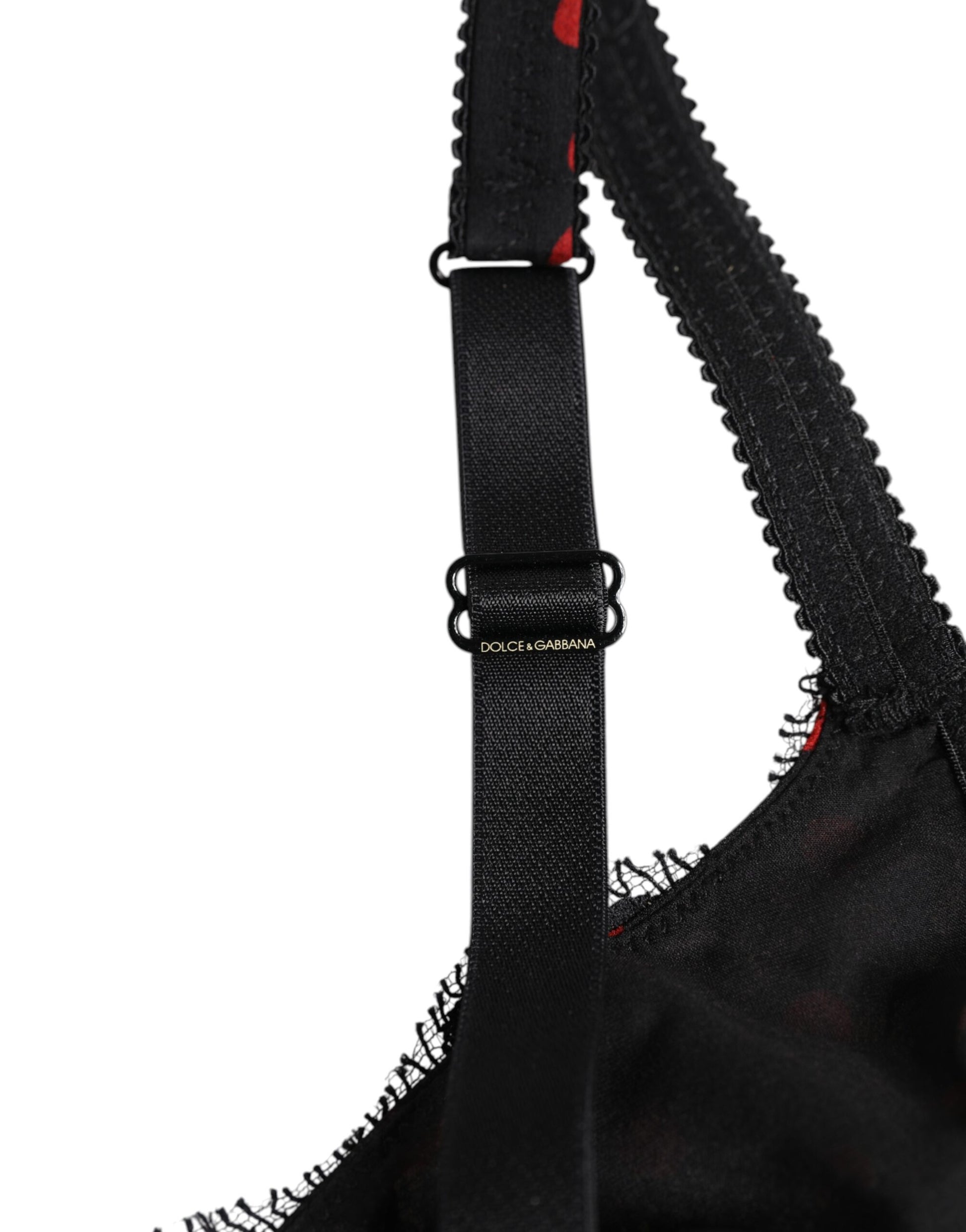 Soutien-gorge balconnet Dolce & Gabbana noir à pois rouges avec armatures