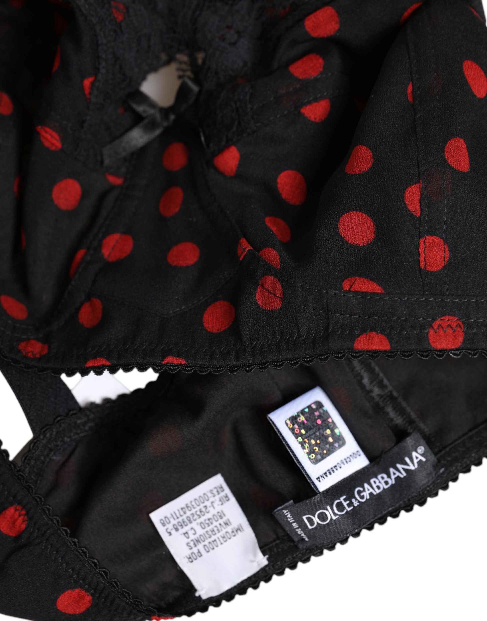 Soutien-gorge balconnet Dolce & Gabbana noir à pois rouges avec armatures
