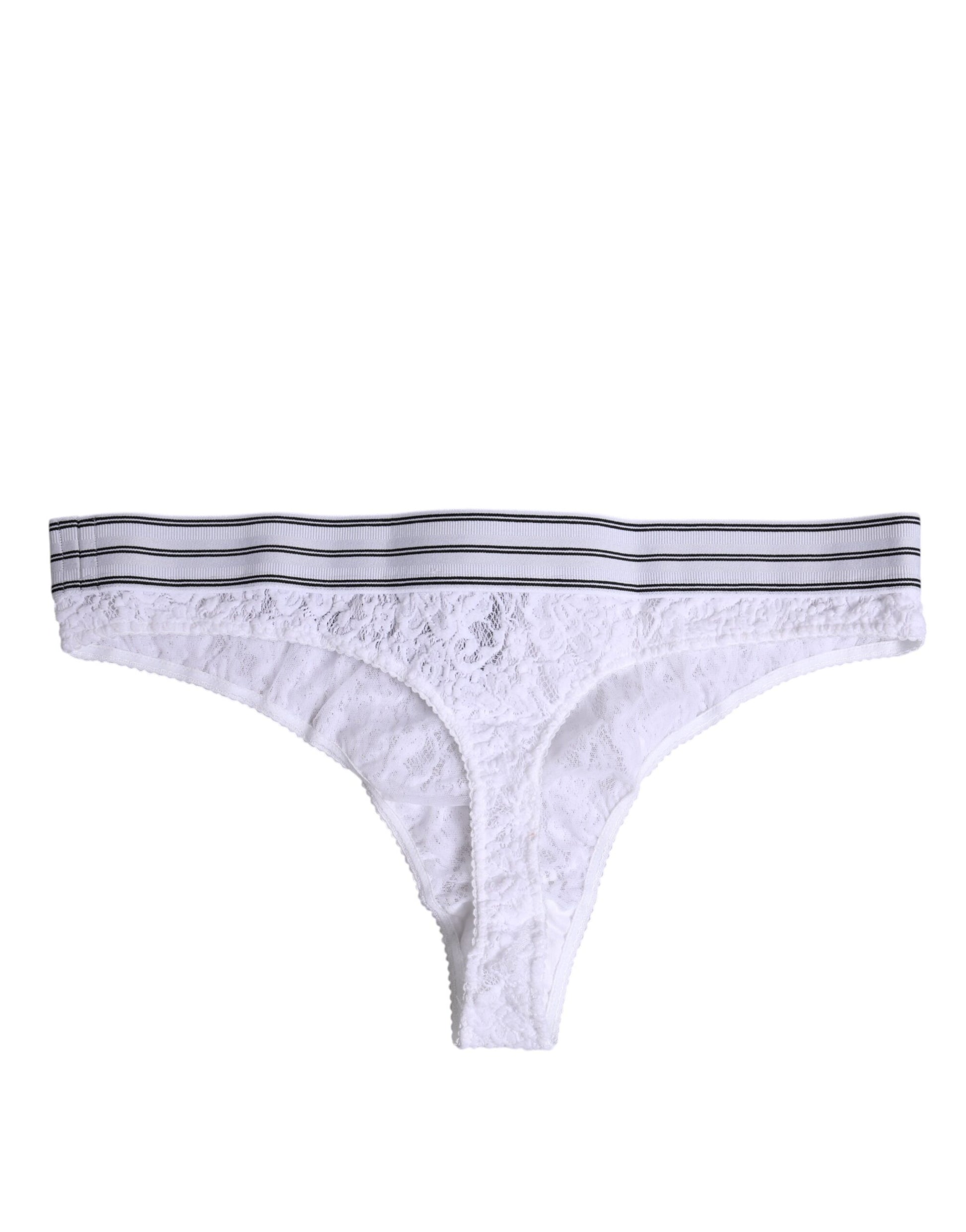 Sous-vêtement culotte Dolce & Gabbana en nylon blanc avec dentelle florale