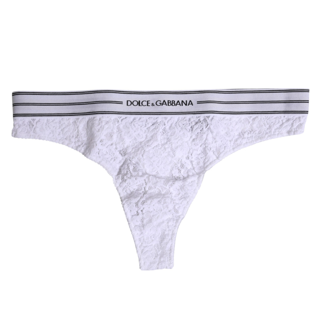 Sous-vêtement culotte Dolce & Gabbana en nylon blanc avec dentelle florale