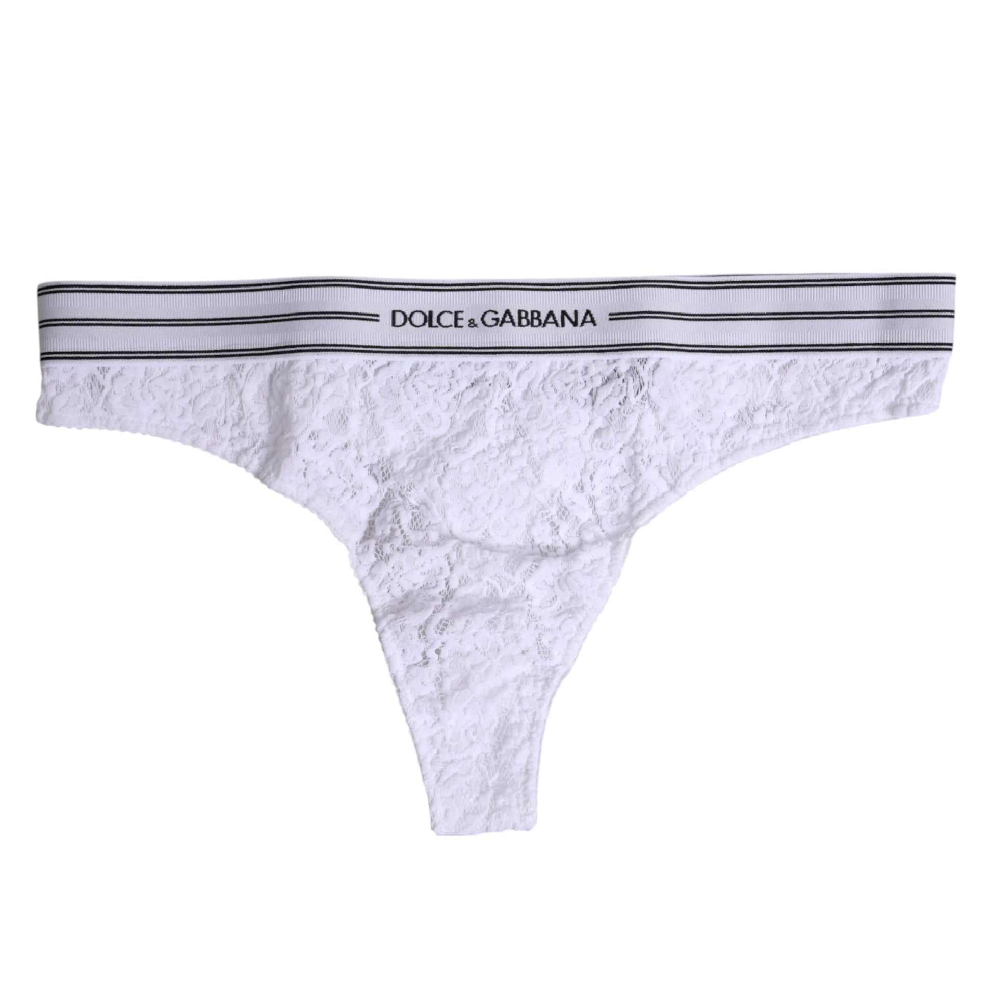 Sous-vêtement culotte Dolce & Gabbana en nylon blanc avec dentelle florale