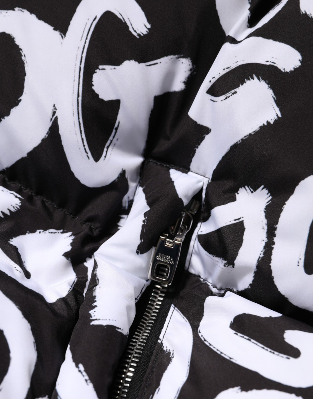 Veste longue à capuche Dolce & Gabbana DG Mania noire et blanche