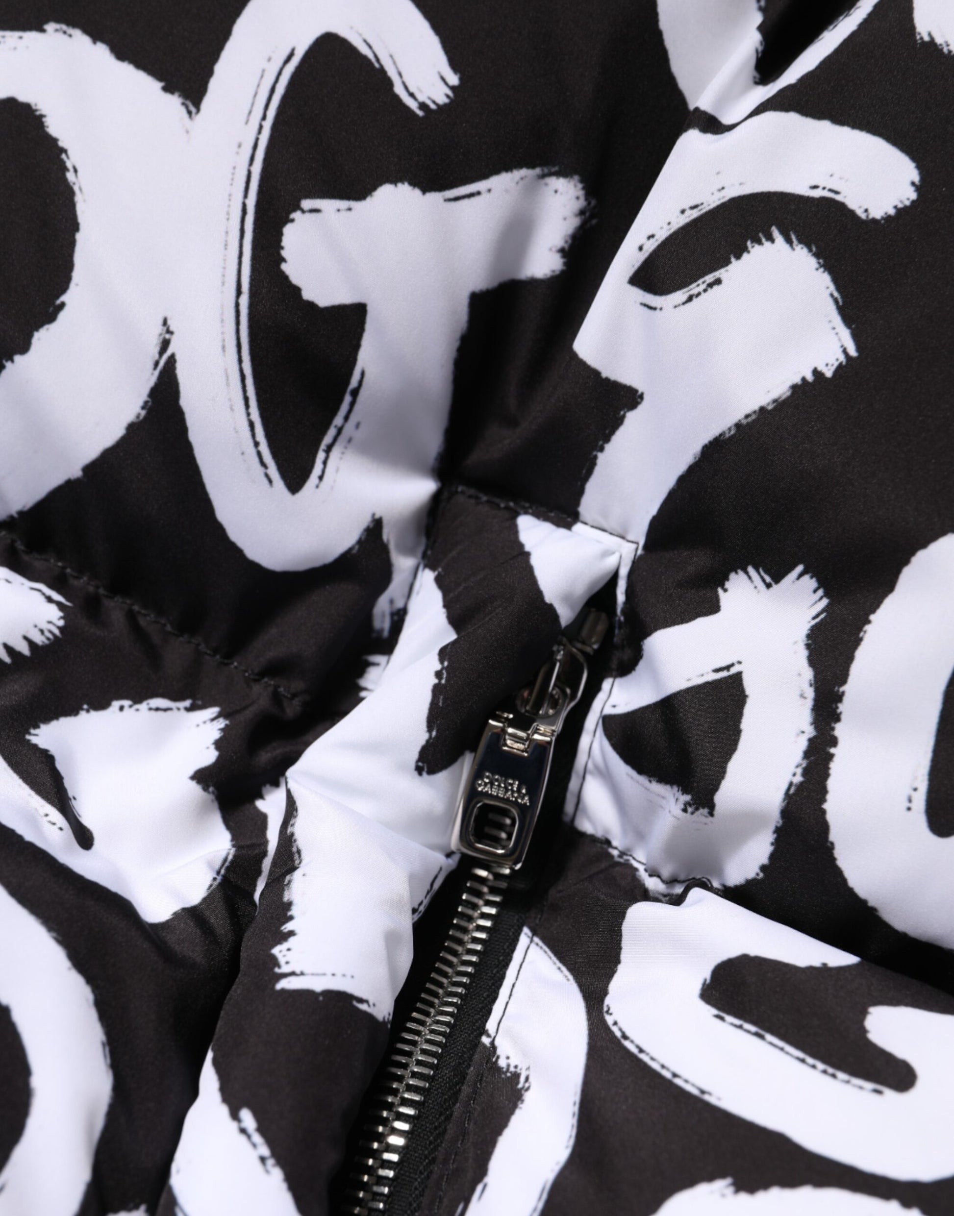 Veste longue à capuche Dolce & Gabbana DG Mania noire et blanche
