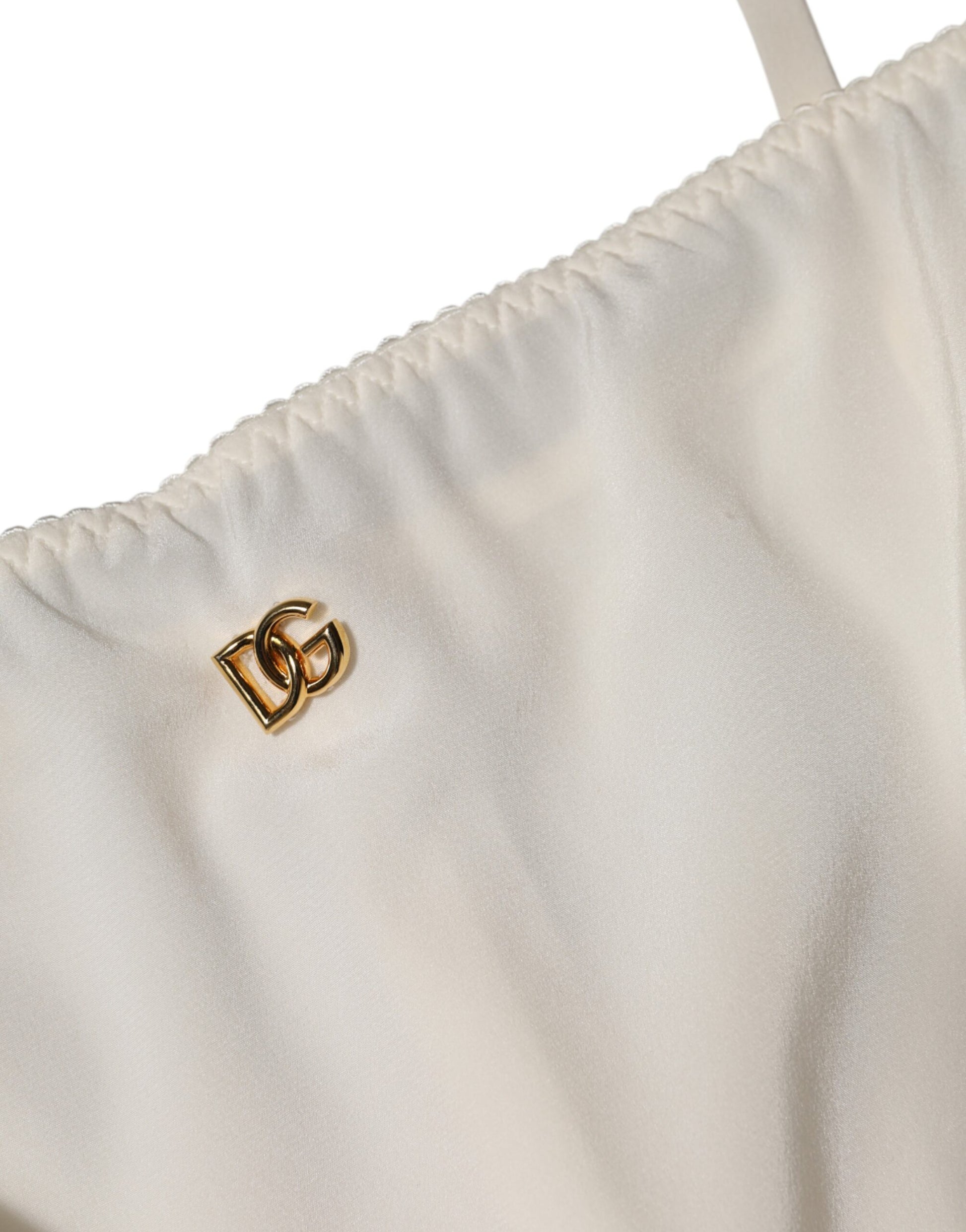 Dolce & Gabbana Robe de nuit en soie avec logo DG blanc