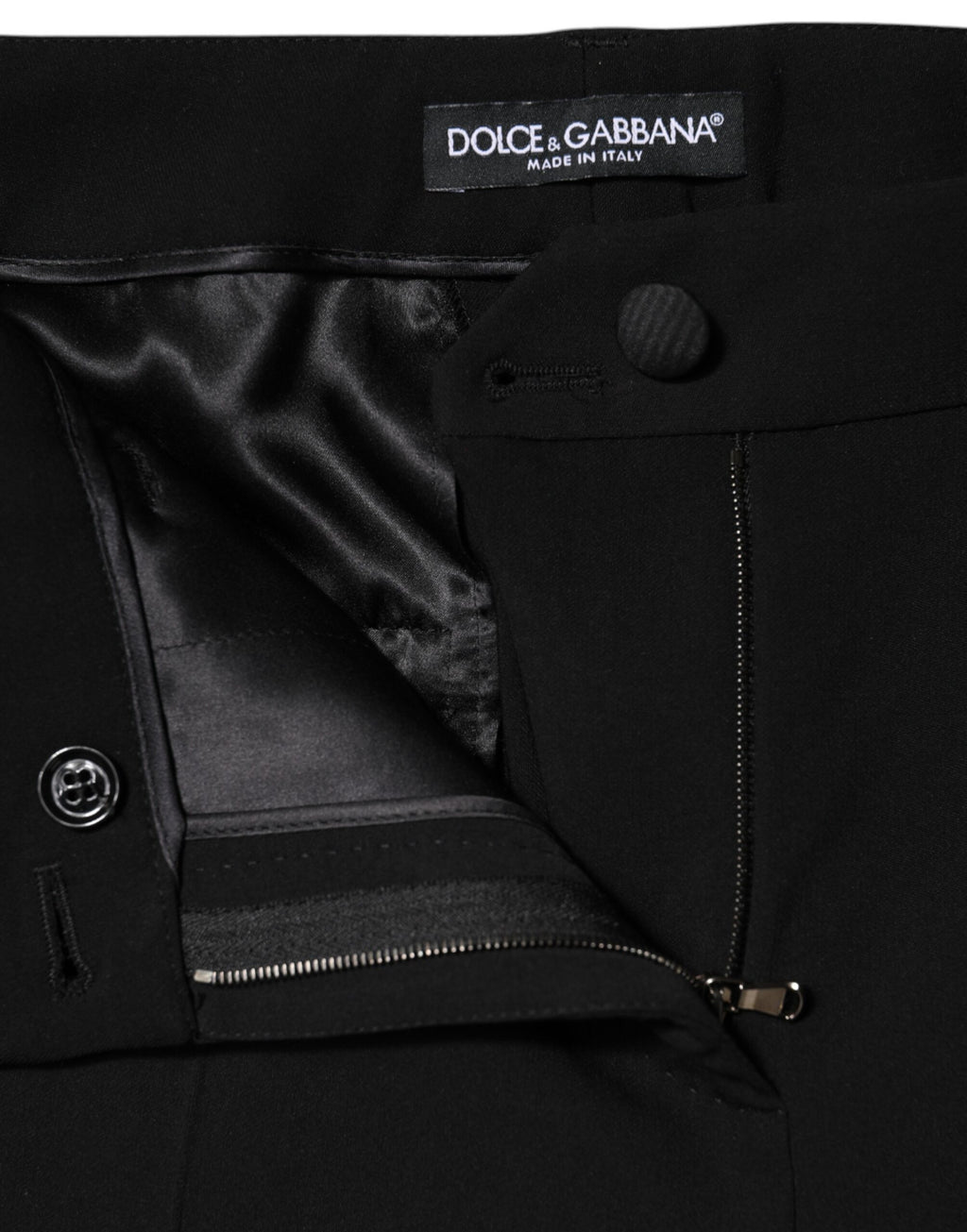 Pantalon fuselé noir en laine taille haute Dolce & Gabbana