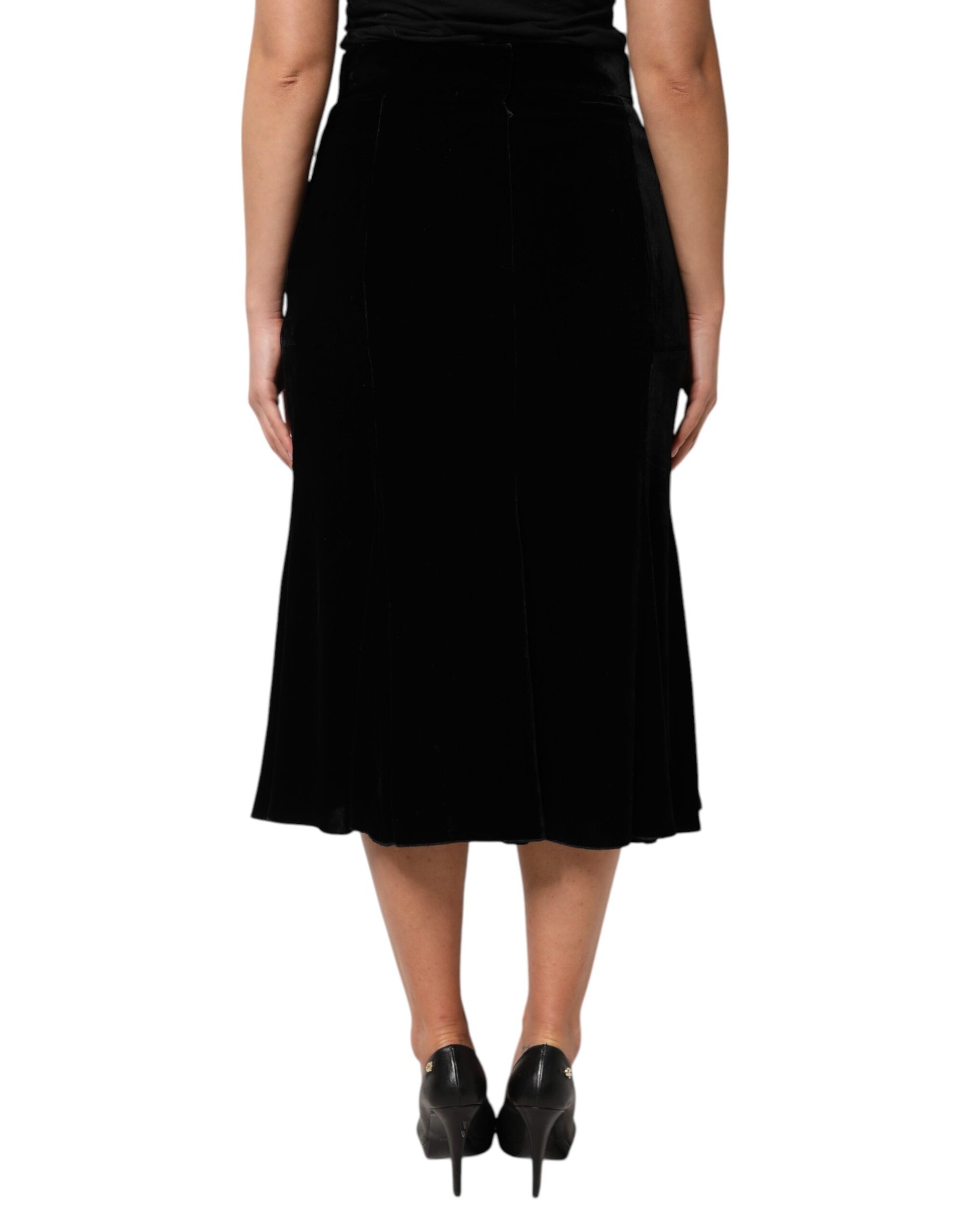 Jupe midi évasée taille haute noire Dolce & Gabbana