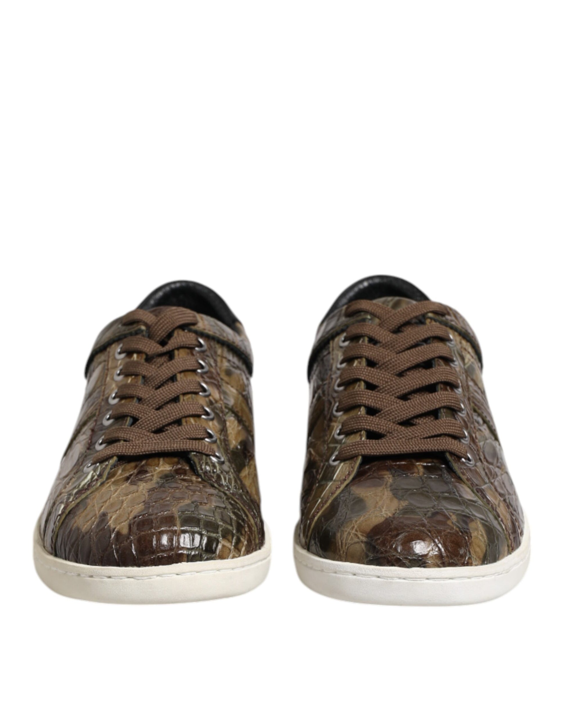 Dolce & Gabbana Baskets basses en cuir exotique marron