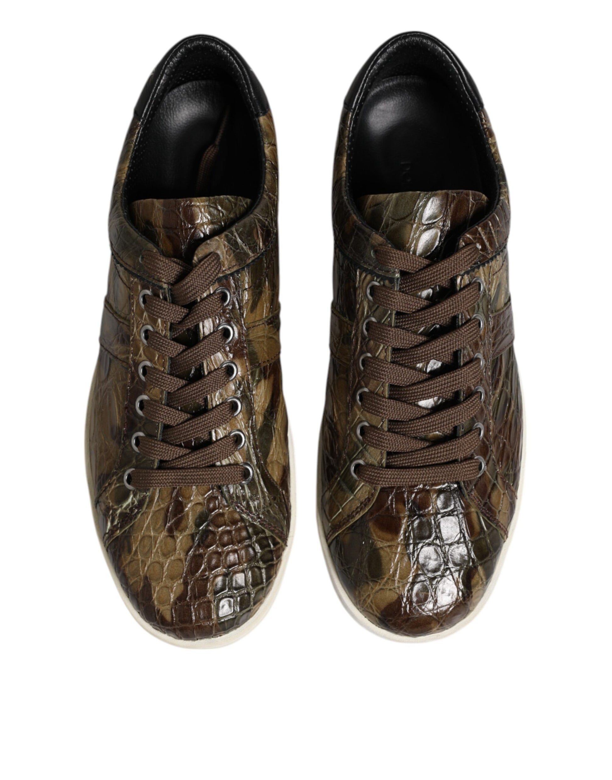 Dolce & Gabbana Baskets basses en cuir exotique marron